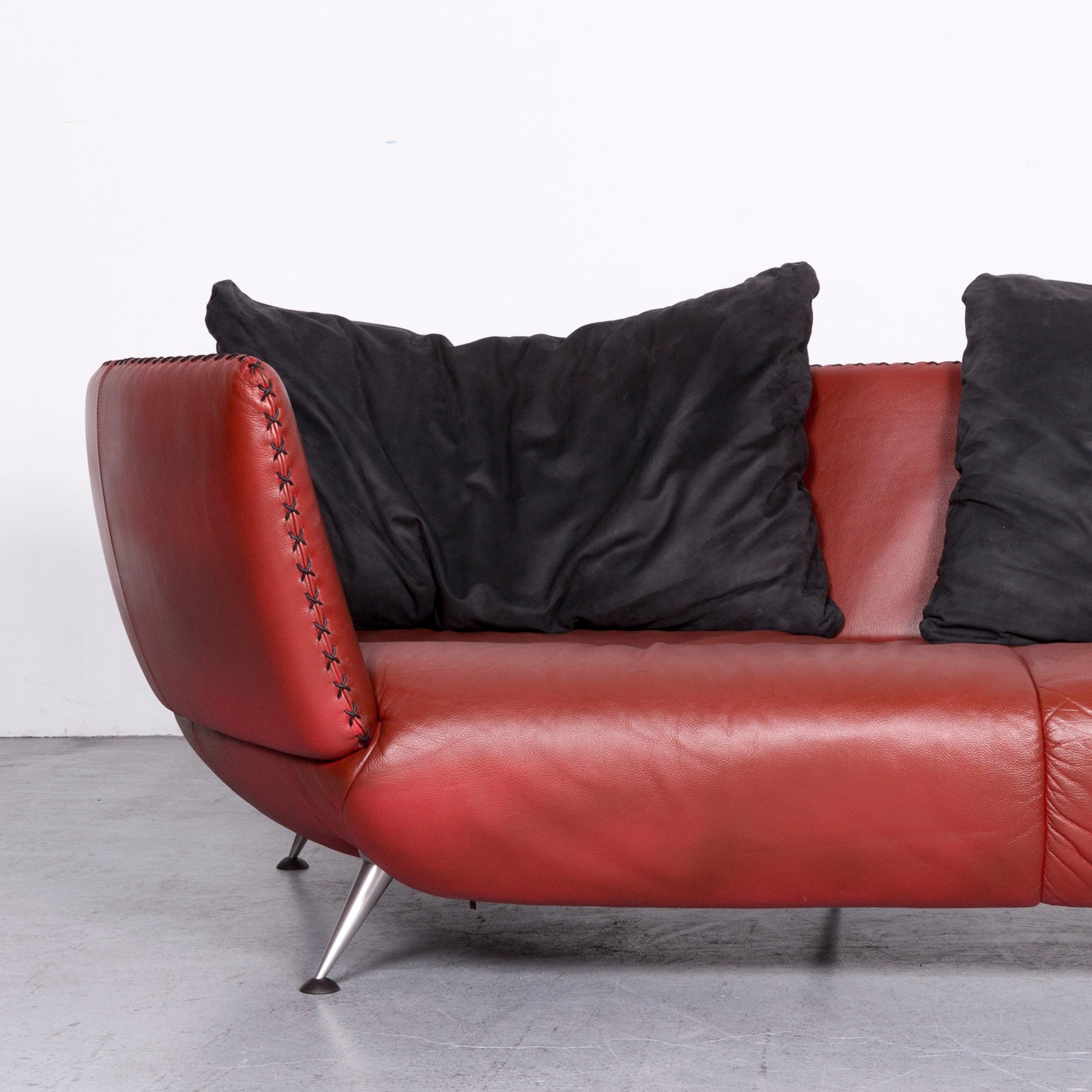 German De Sede Ds 102 Designer Leather Sofa Red Two-Seat Couch