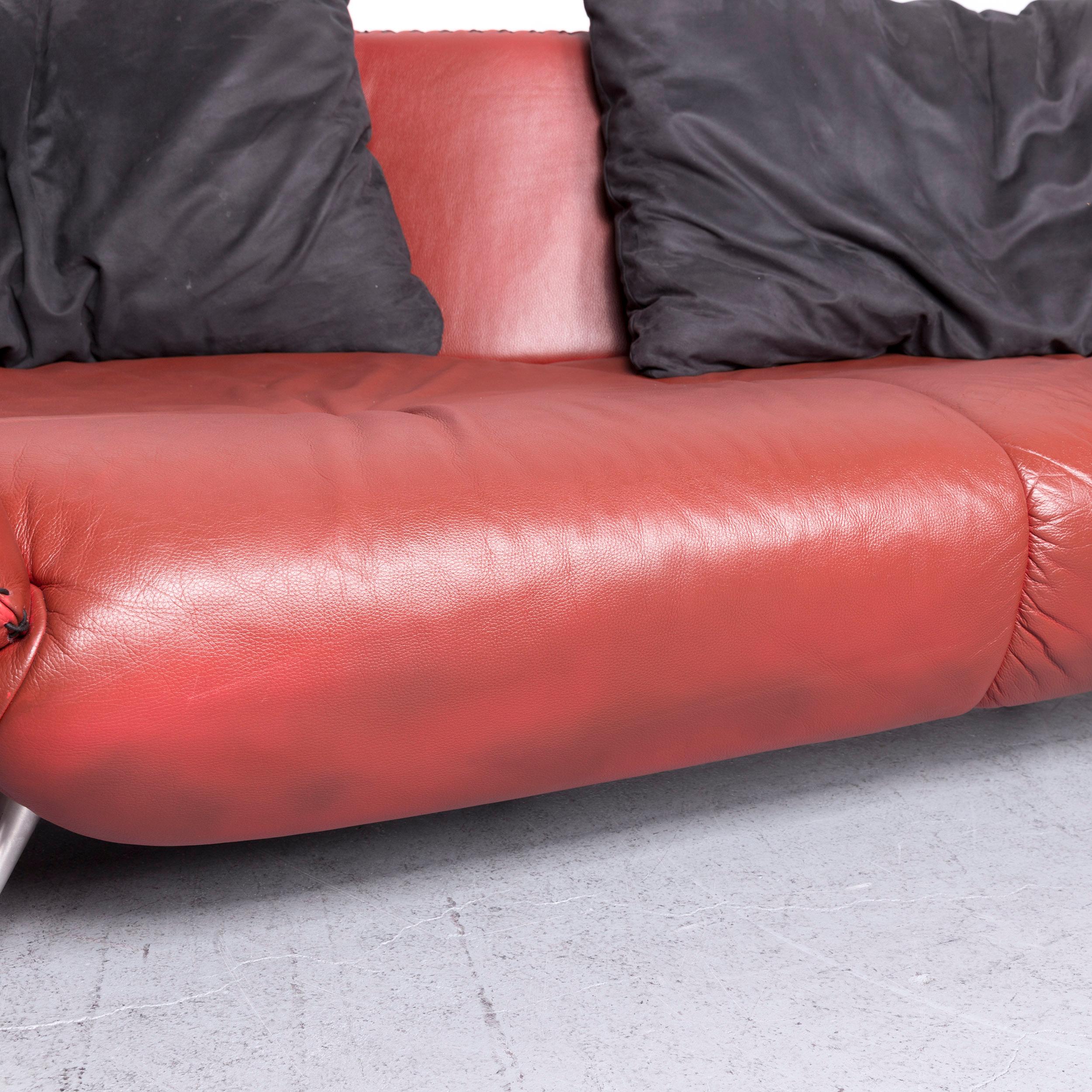 De Sede Ds 102 Designer Leather Sofa Red Two-Seat Couch 3