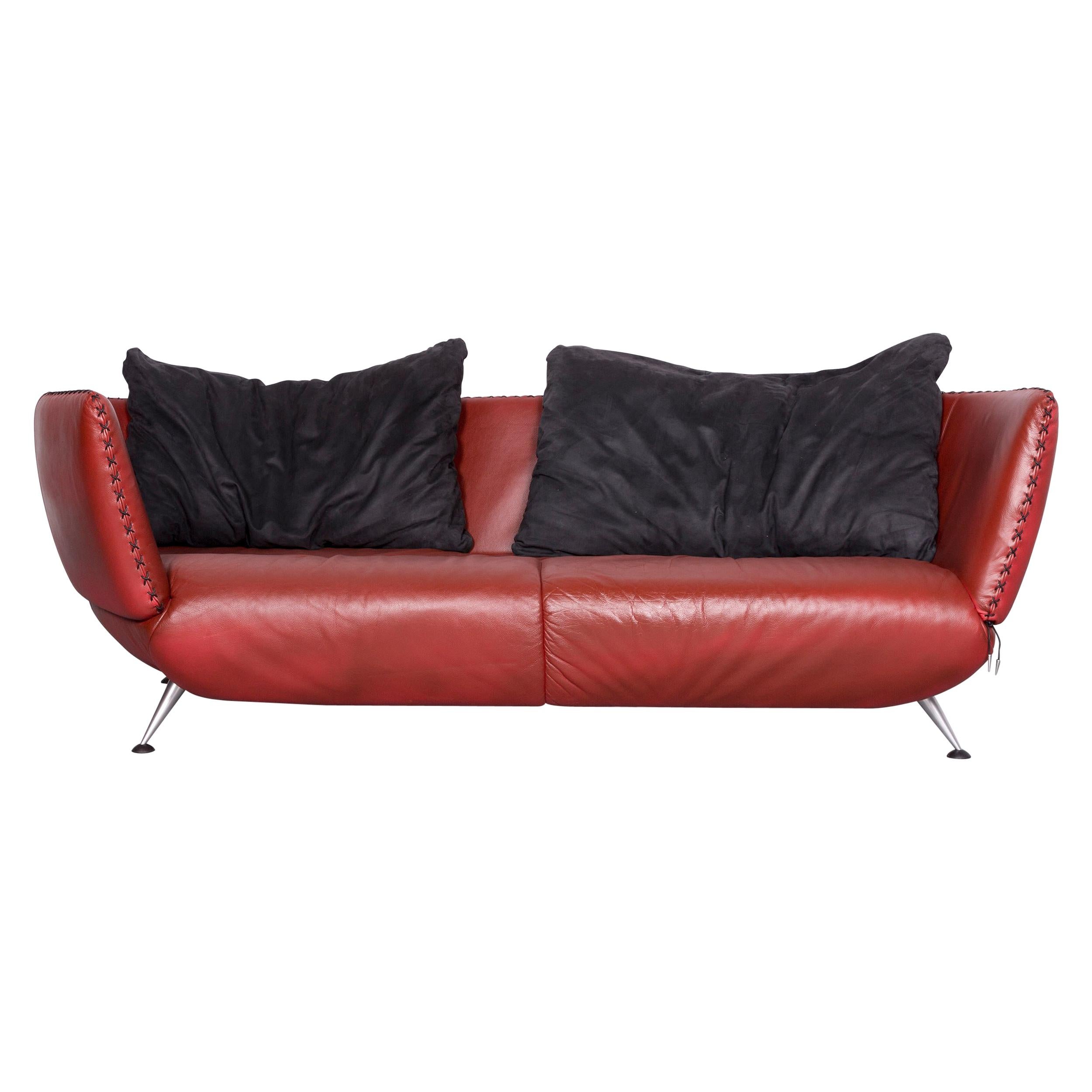De Sede Ds 102 Designer Leather Sofa Red Two-Seat Couch at 