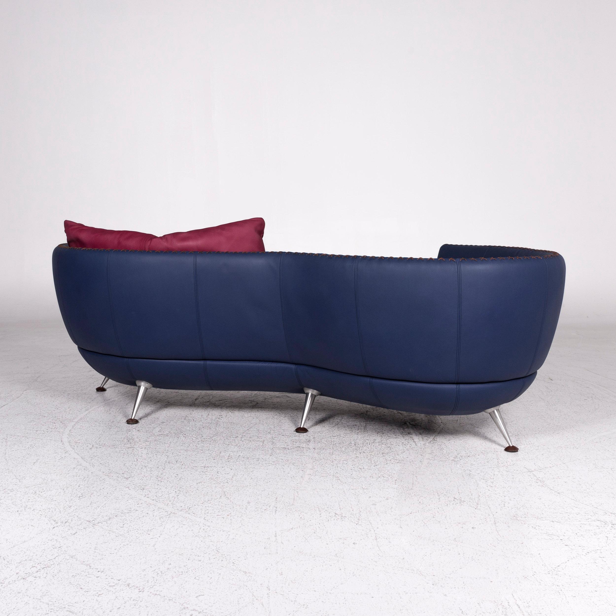 De Sede DS 102 Leather Sofa Blue Three-Seat Couch For Sale 4