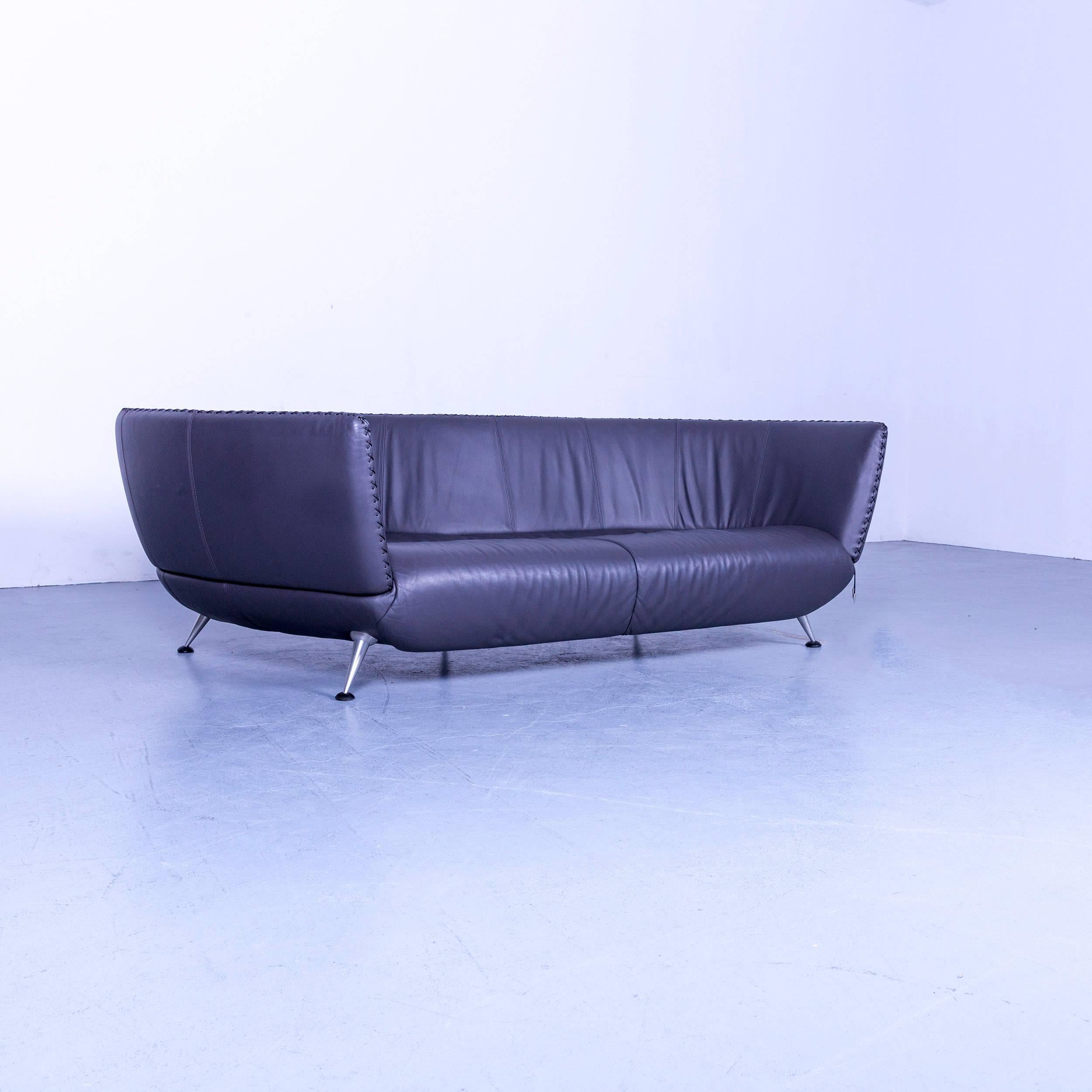 De Sede Ds 102 Leather Sofa Grey Three-Seat Couch 6