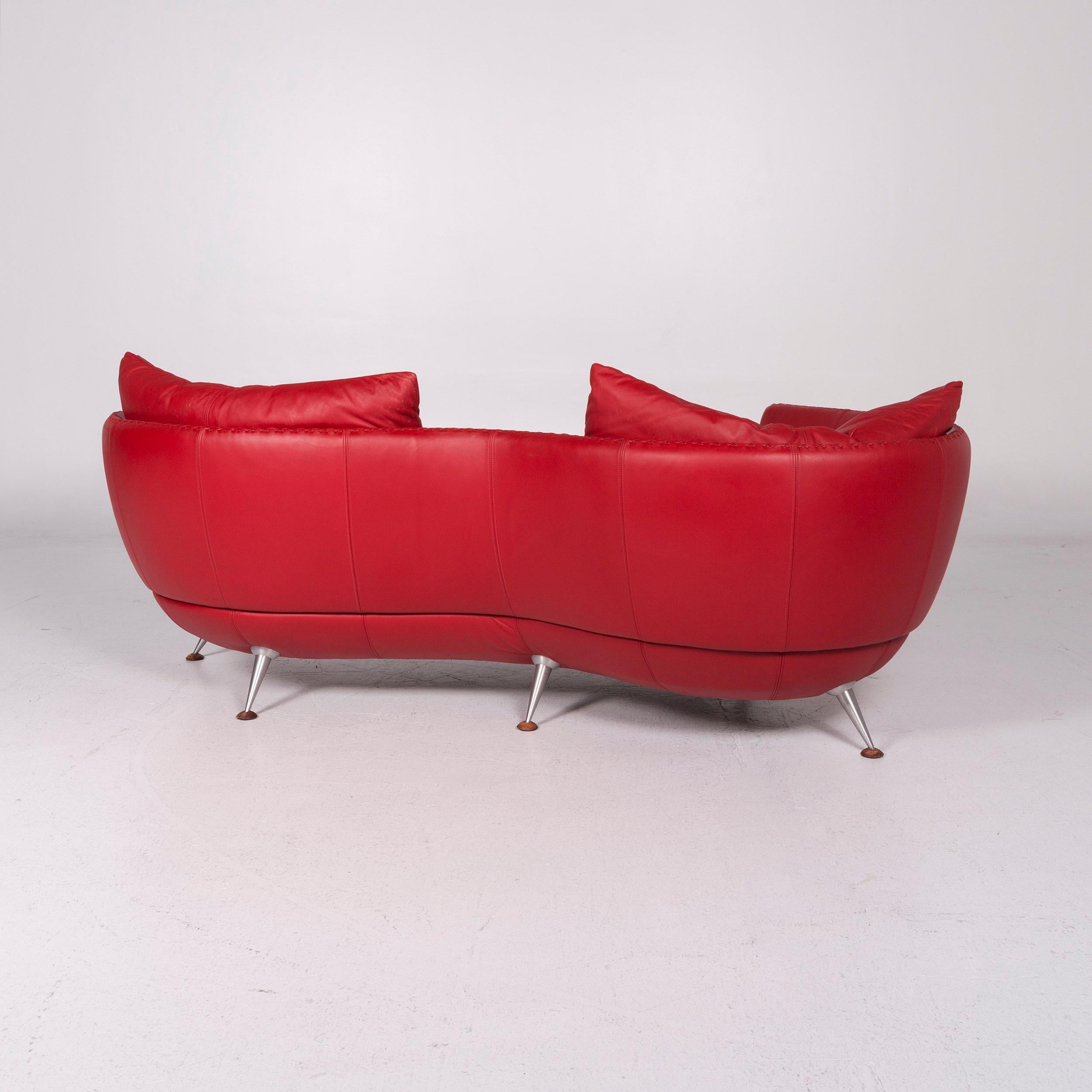 De Sede DS 102 Leather Sofa Red Three-Seat Couch For Sale 5