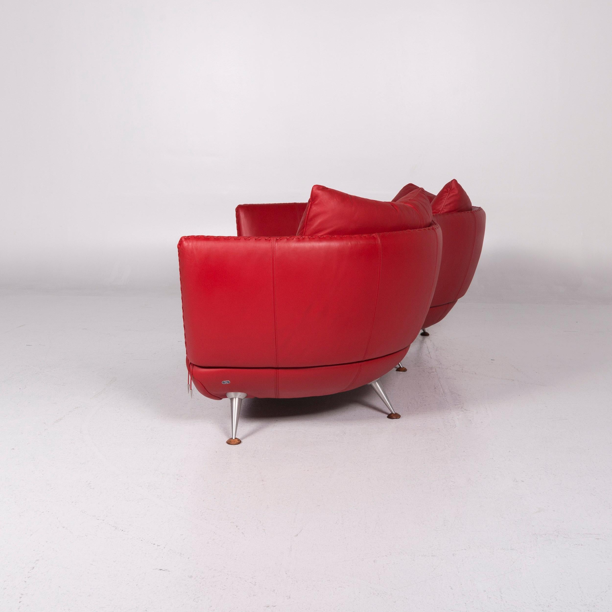 De Sede DS 102 Leather Sofa Red Three-Seat Couch For Sale 6