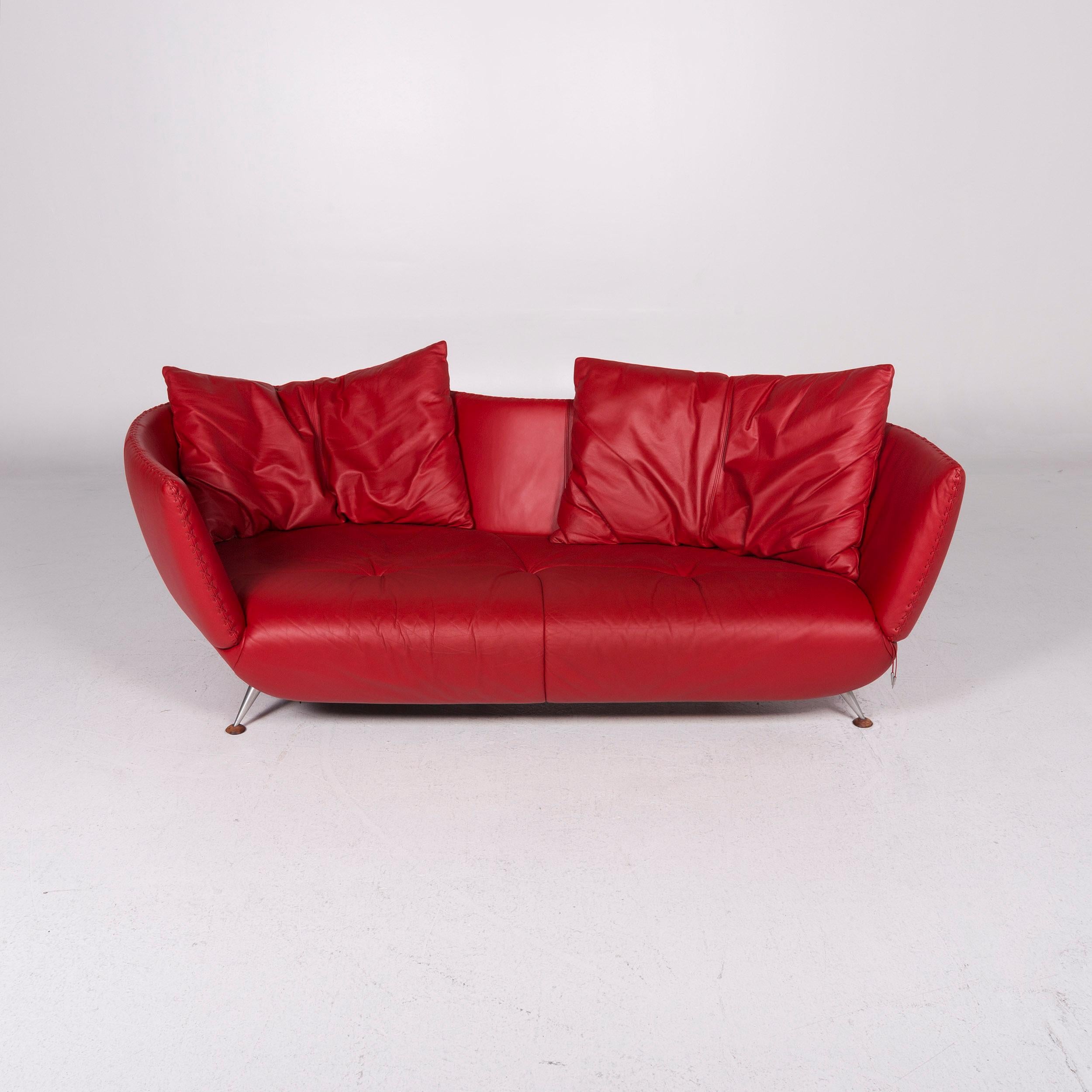 De Sede DS 102 Leather Sofa Red Three-Seat Couch For Sale 3