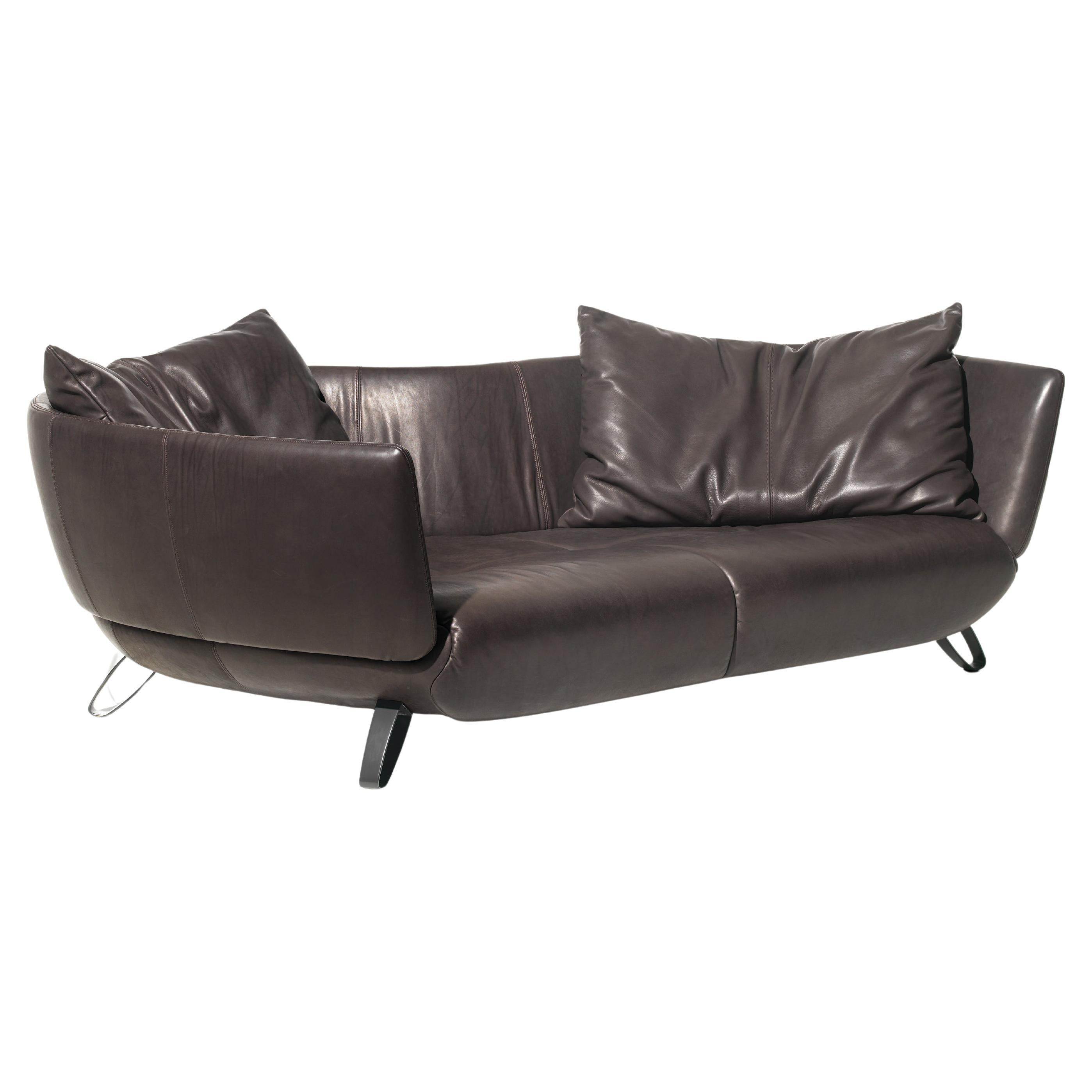 De Sede DS-102 Sofa in Espresso Leather Upholstery by Mathias Hoffmann
