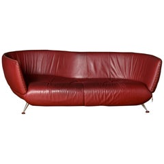 De Sede DS-102 Sofa Leather Red Three-Seat Couch by Matthias Hoffmann