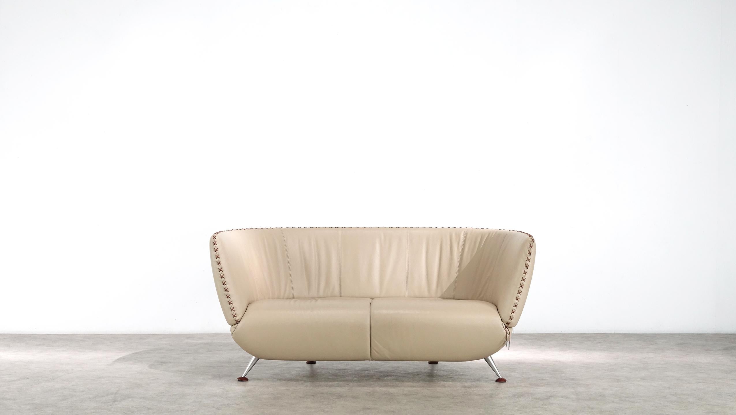 Post-Modern De Sede Ds 102 Two-Seater Sofa in Sand Upholstery by Mathias Hoffmann
