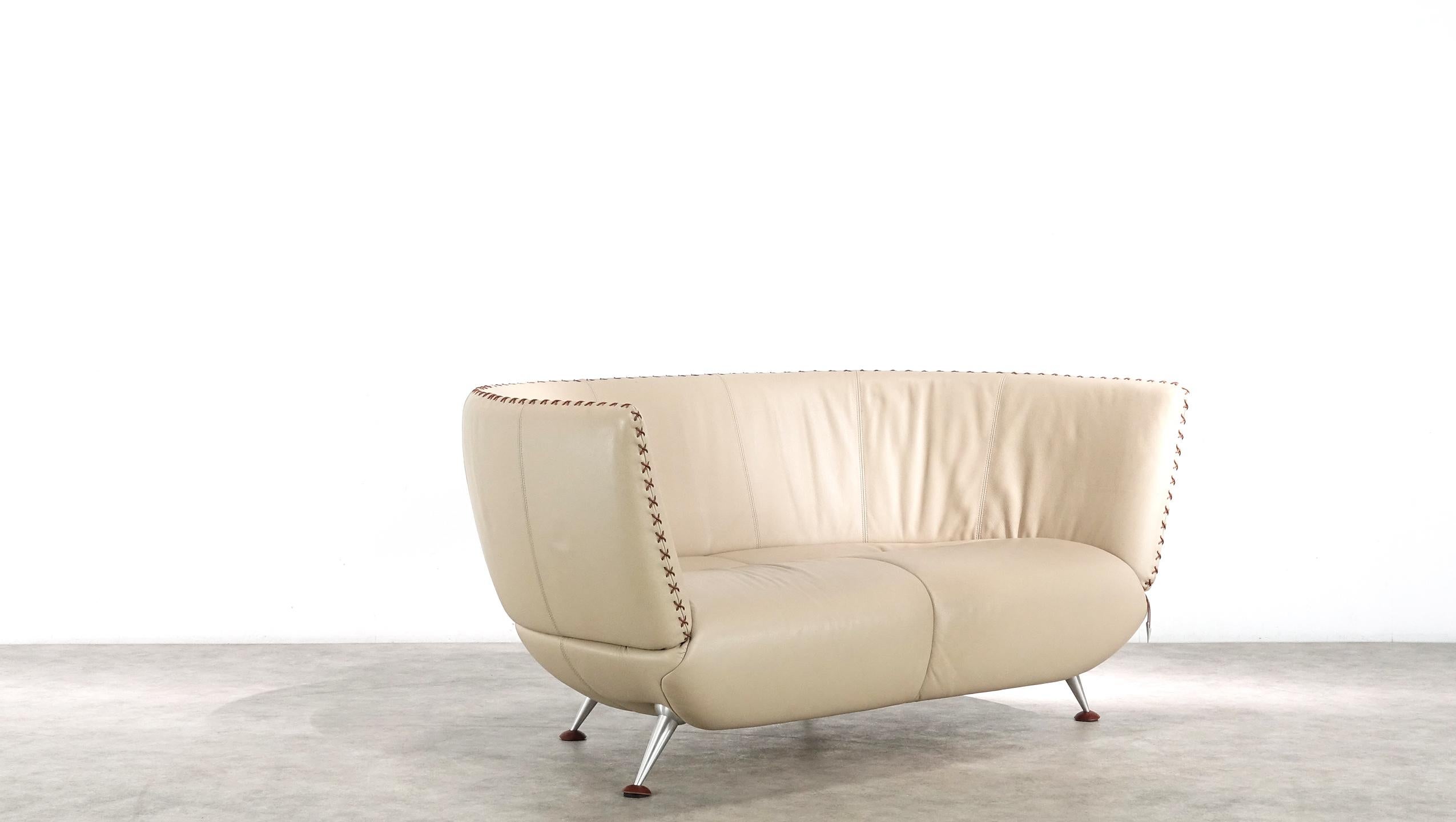 Swiss De Sede Ds 102 Two-Seater Sofa in Sand Upholstery by Mathias Hoffmann
