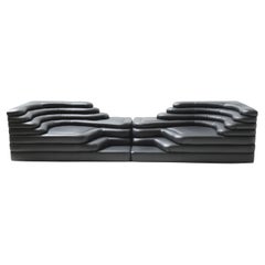De Sede DS-1025/09 Terrazza Sofa in Black Leather Upholstery by Ubald Klug