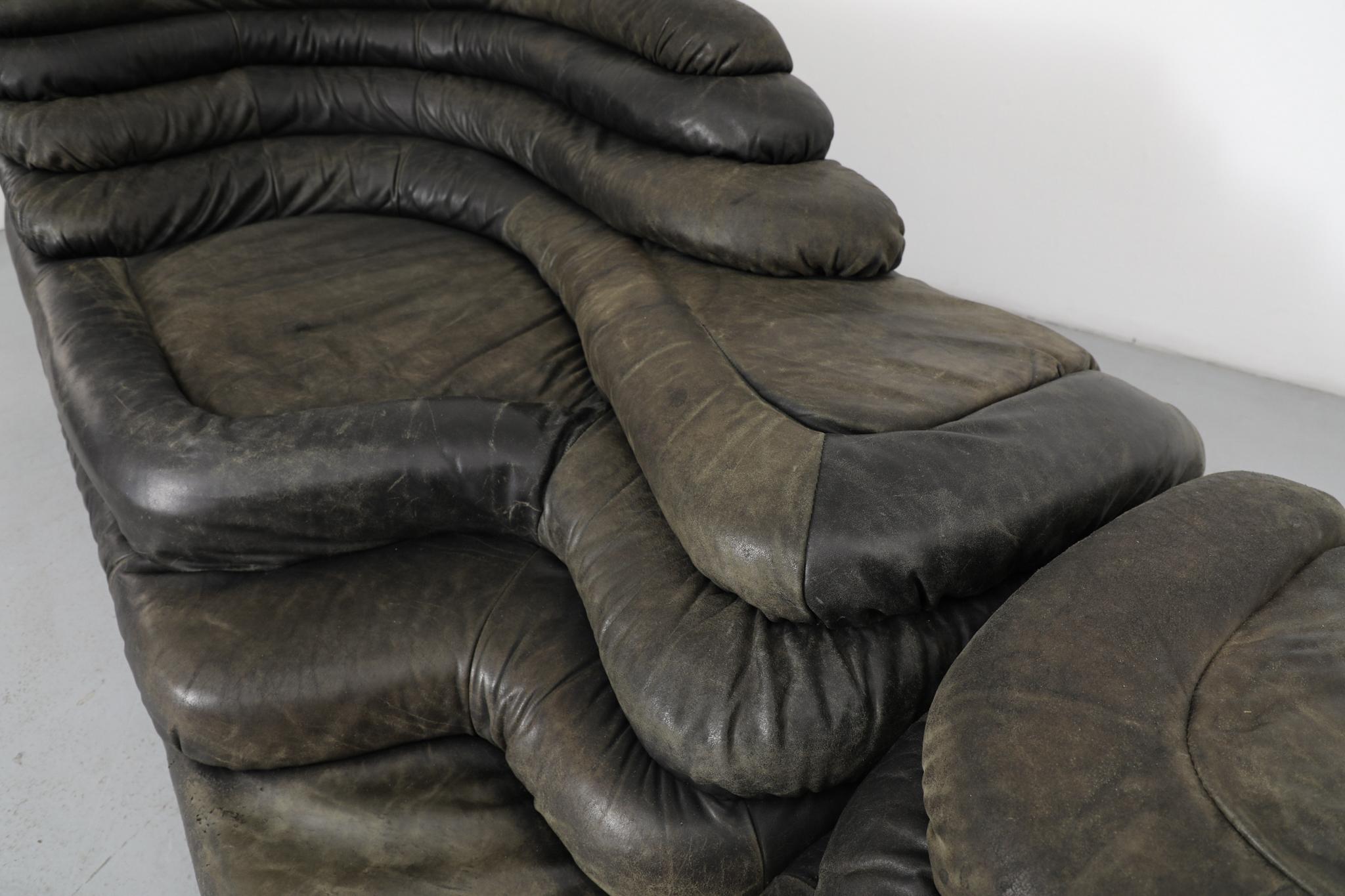 De Sede 'DS-1025' Moss Green Leather Terrazza Sofa Pair For Sale 6