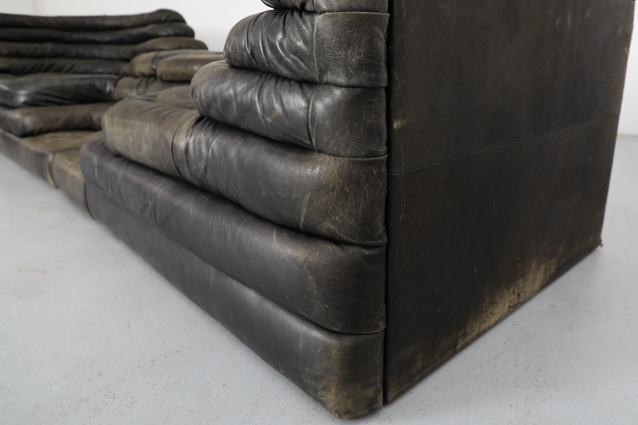 De Sede 'DS-1025' Moss Green Leather Terrazza Sofa Pair For Sale 9
