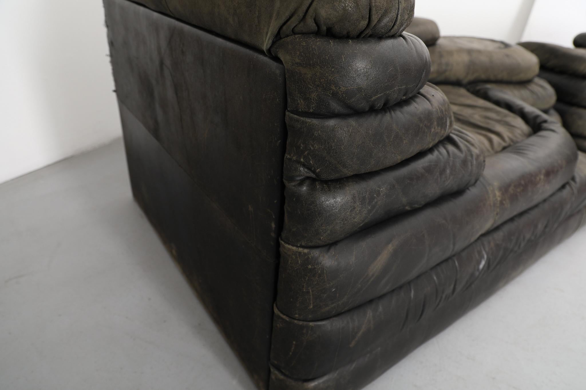 De Sede 'DS-1025' Moss Green Leather Terrazza Sofa Pair For Sale 10