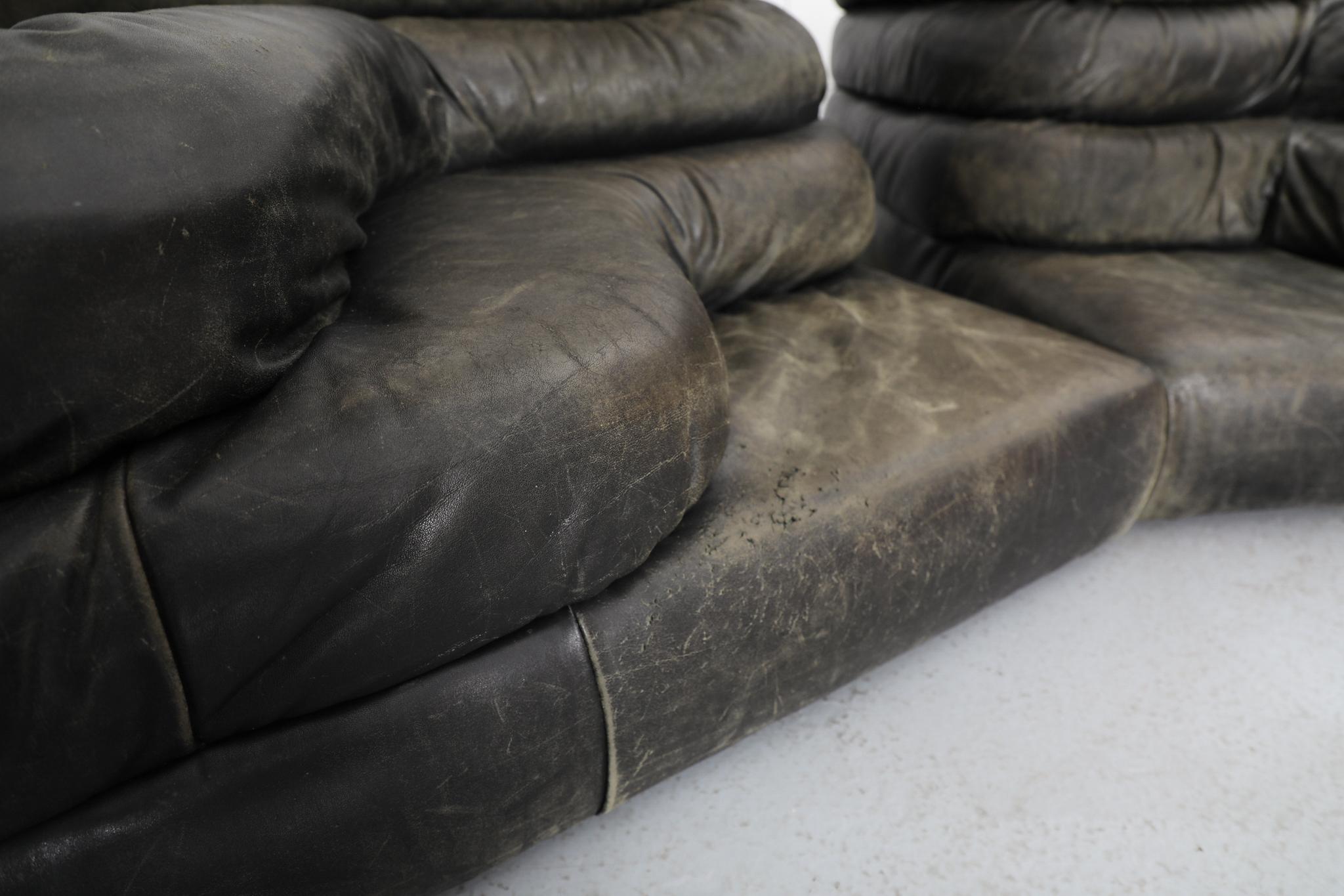 De Sede 'DS-1025' Moss Green Leather Terrazza Sofa Pair For Sale 11