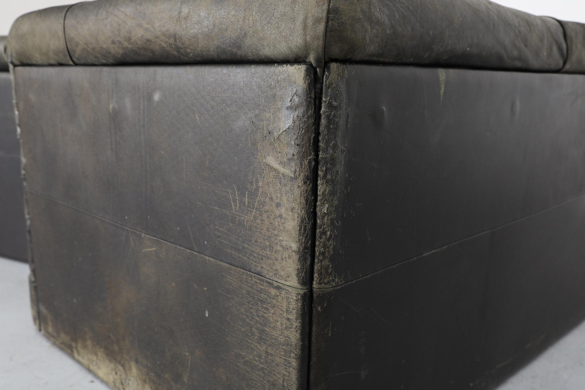 De Sede 'DS-1025' Moss Green Leather Terrazza Sofa Pair For Sale 13