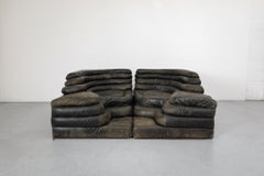 De Sede 'DS-1025' Pareja de sofás Terrazza de cuero verde musgo