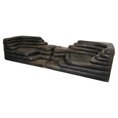 De Sede 'DS-1025' Moss Green Leather Terrazza Sofa Pair