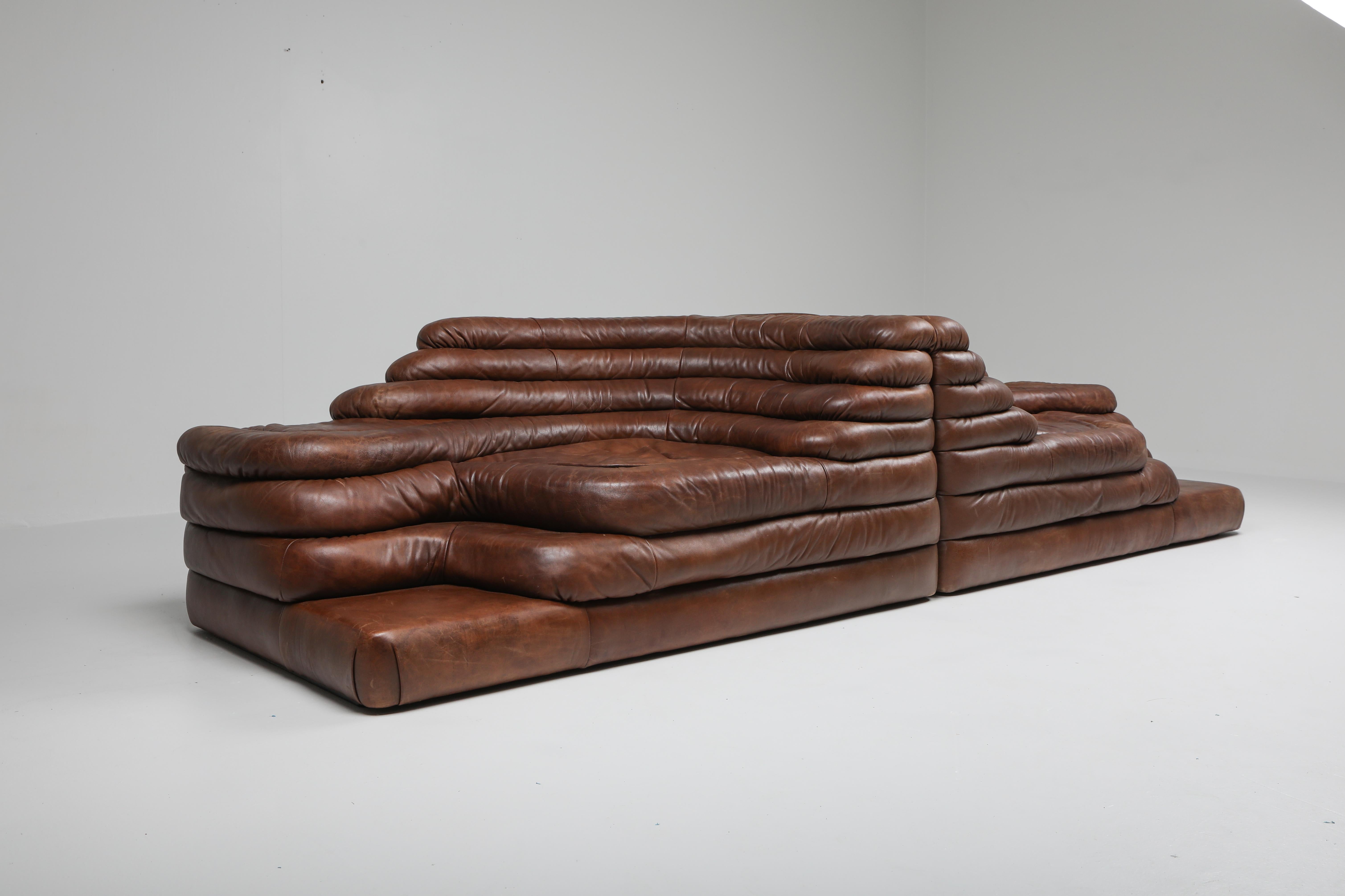 European De Sede DS 1025 Terrazza Lounge Chair in Brown Leather