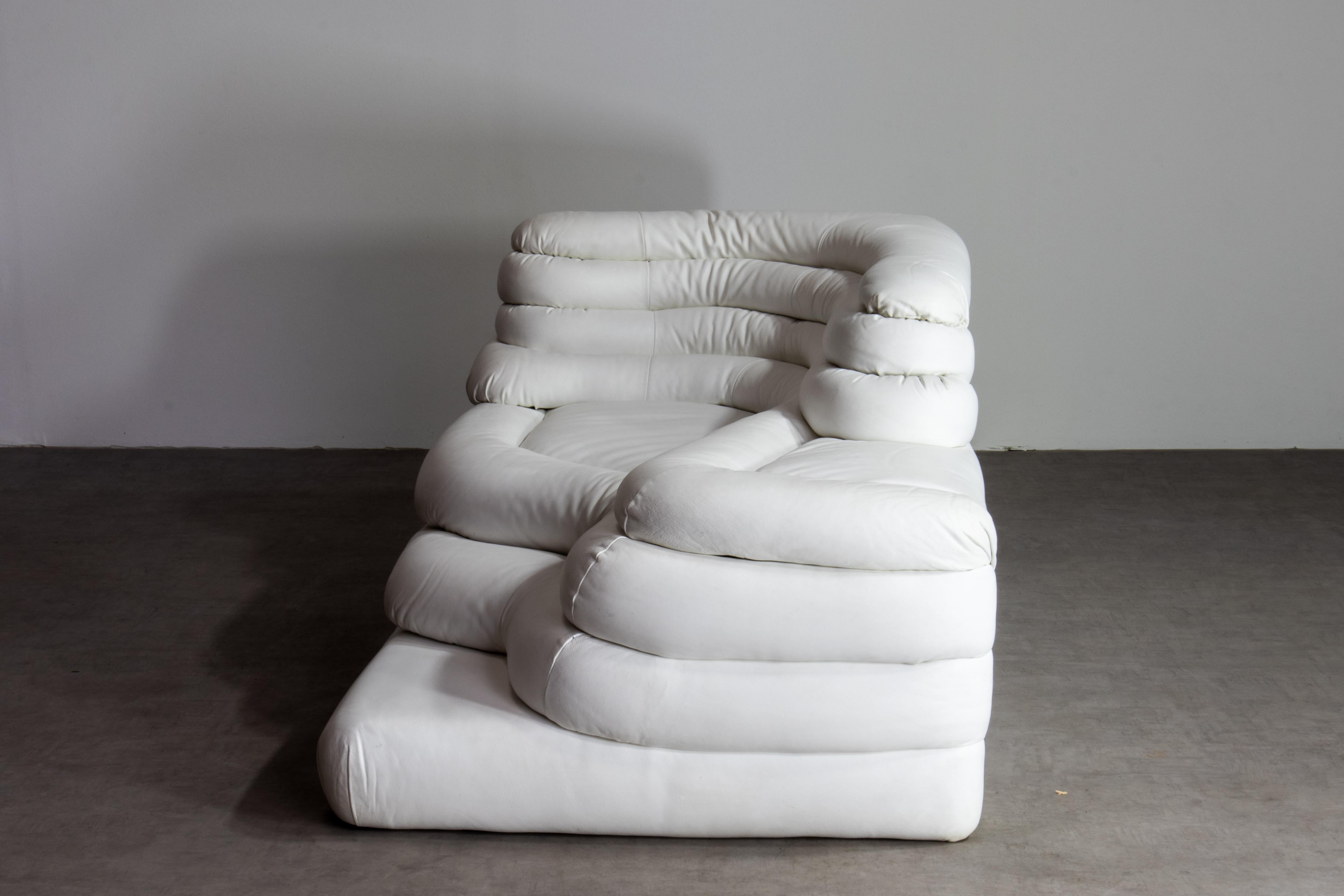 De Sede DS-1025 Terrazza Sofa Sessel in weißem Leder, Schweiz 1970er Jahre im Angebot 2