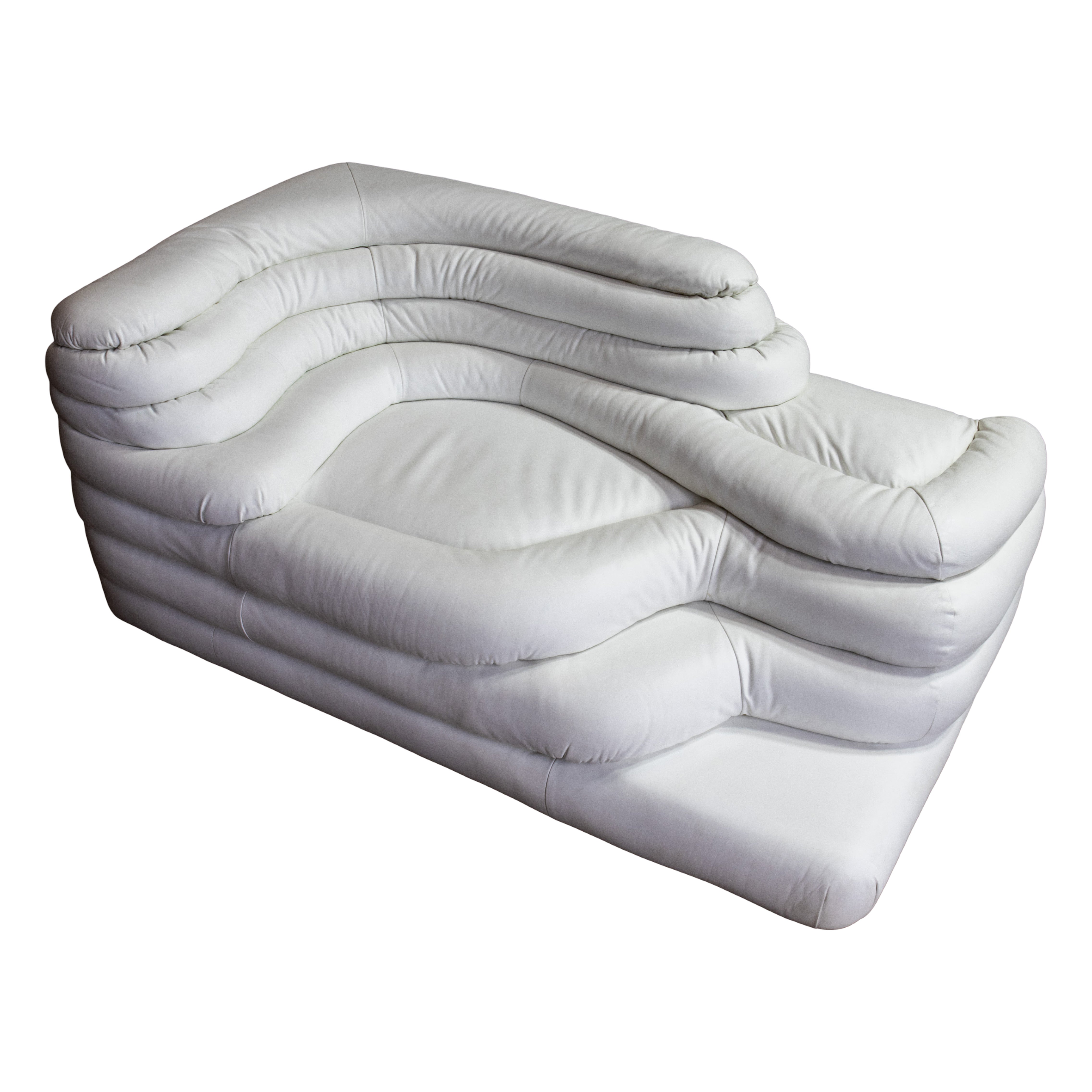 De Sede DS-1025 Terrazza Sofa Sessel in weißem Leder, Schweiz 1970er Jahre im Angebot
