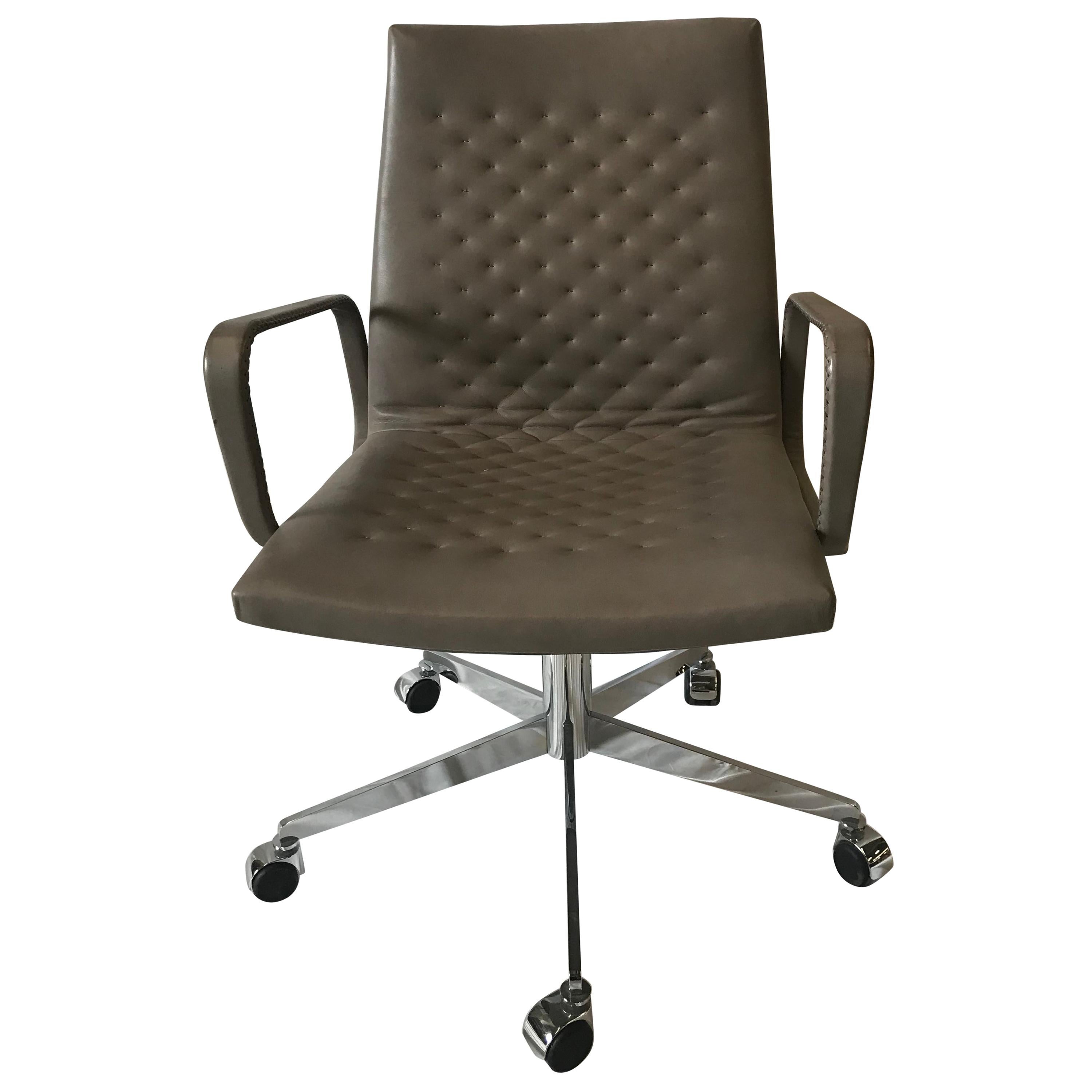 De Sede DS-1051 Conference Chair, Taupe Leather and Chrome Base