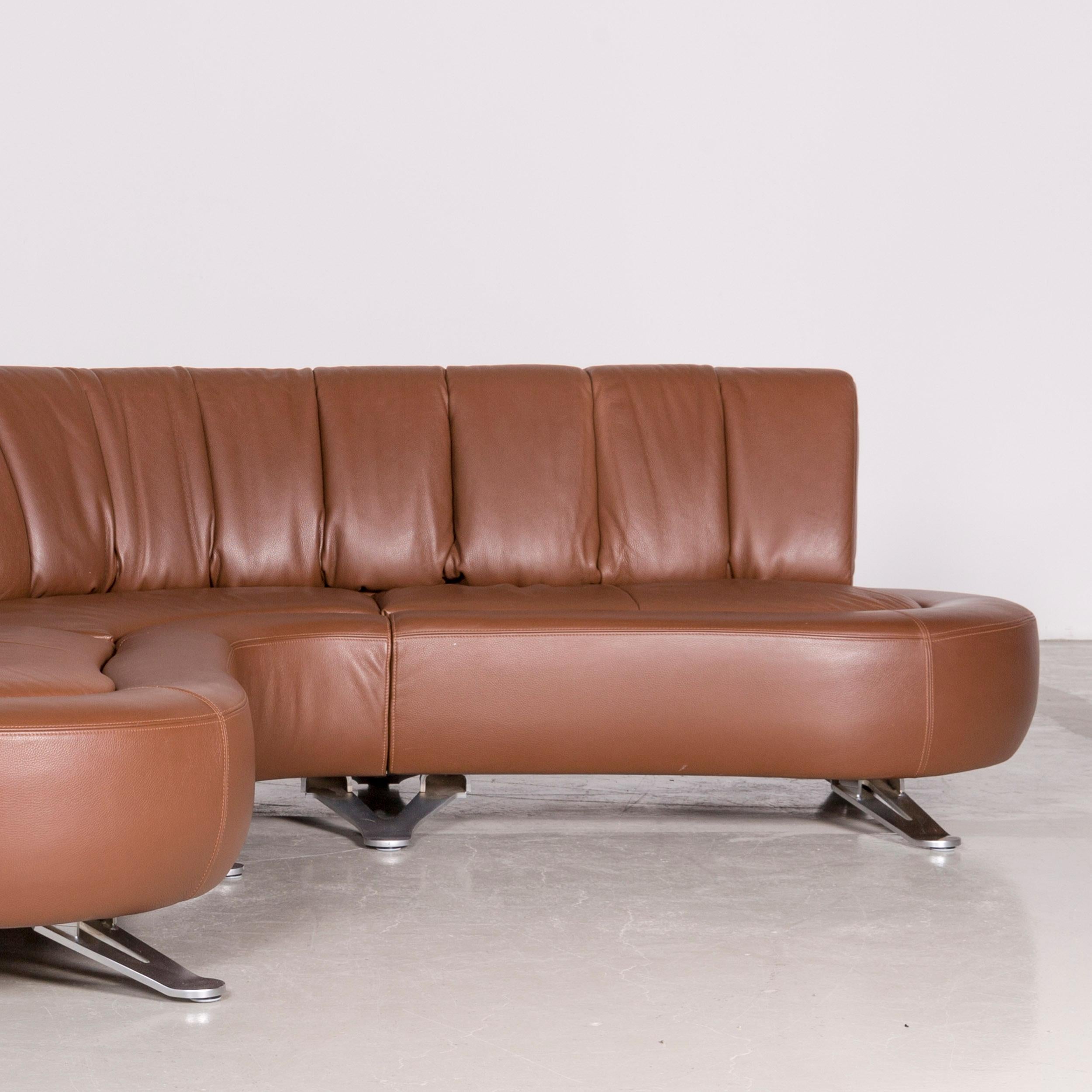 Contemporary De Sede Ds 1064 Designer Leather Corner Sofa Brown Genuine Leather Sofa