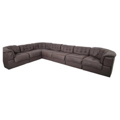 De Sede DS-11 Modular Brown Leather Sectional Sofa Suite, Switzerland, 1970s
