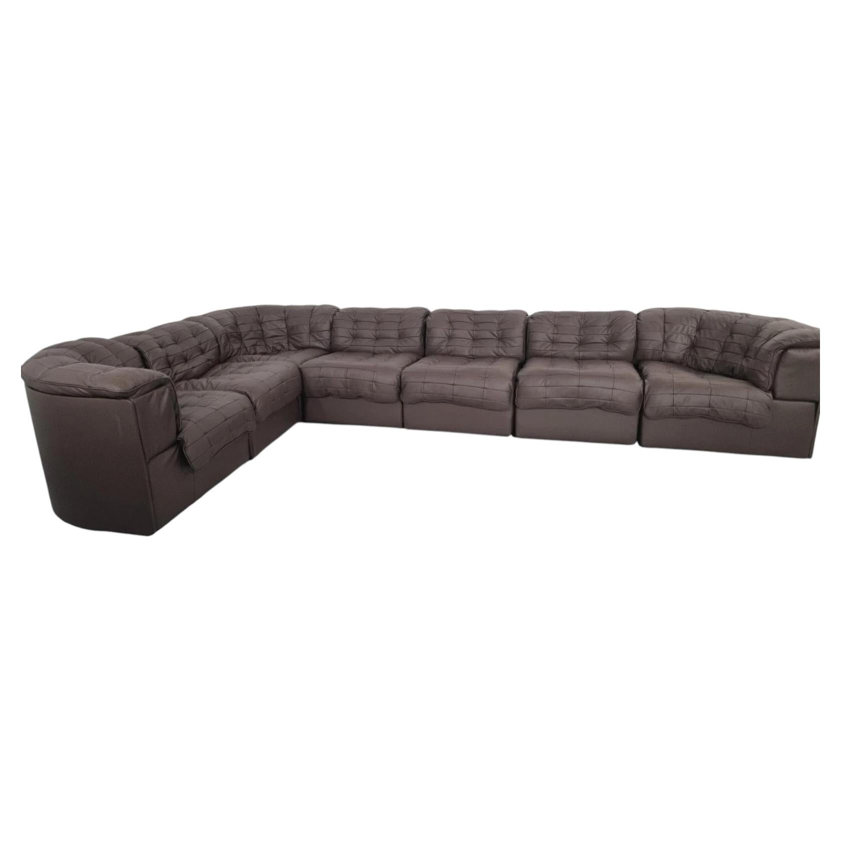 De Sede DS-11 Modular Brown Leather Sectional Sofa Suite, Switzerland, 1970s For Sale