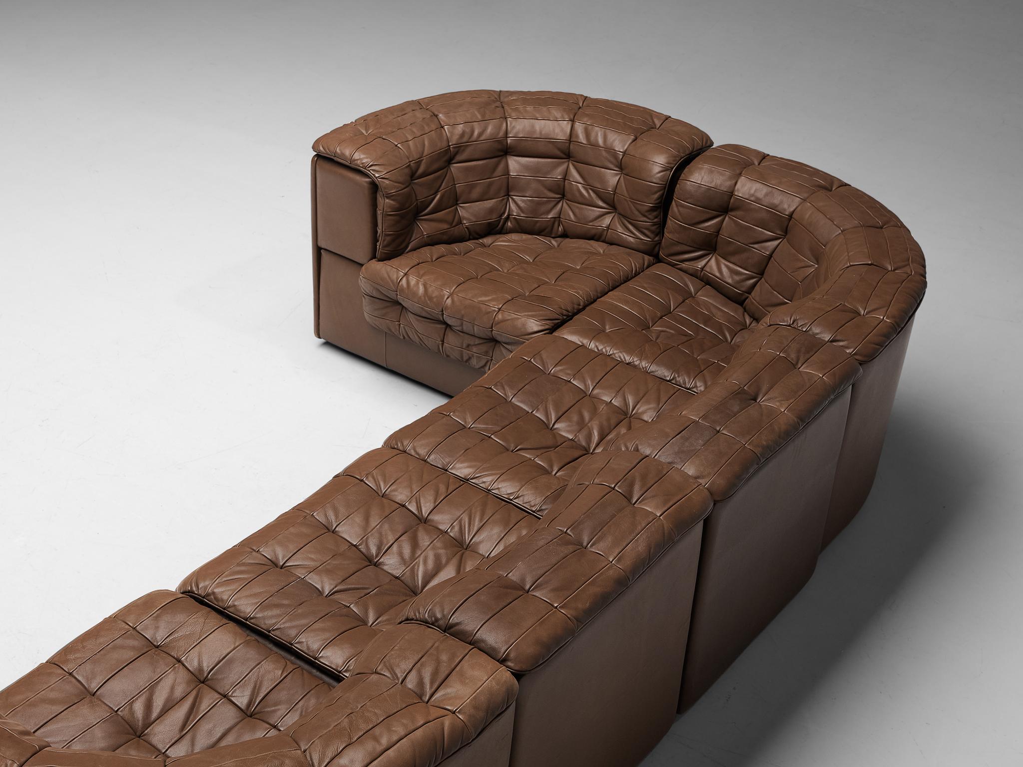 De Sede ‘DS-11’ Modular Patchwork Sofa in Brown Leather 1
