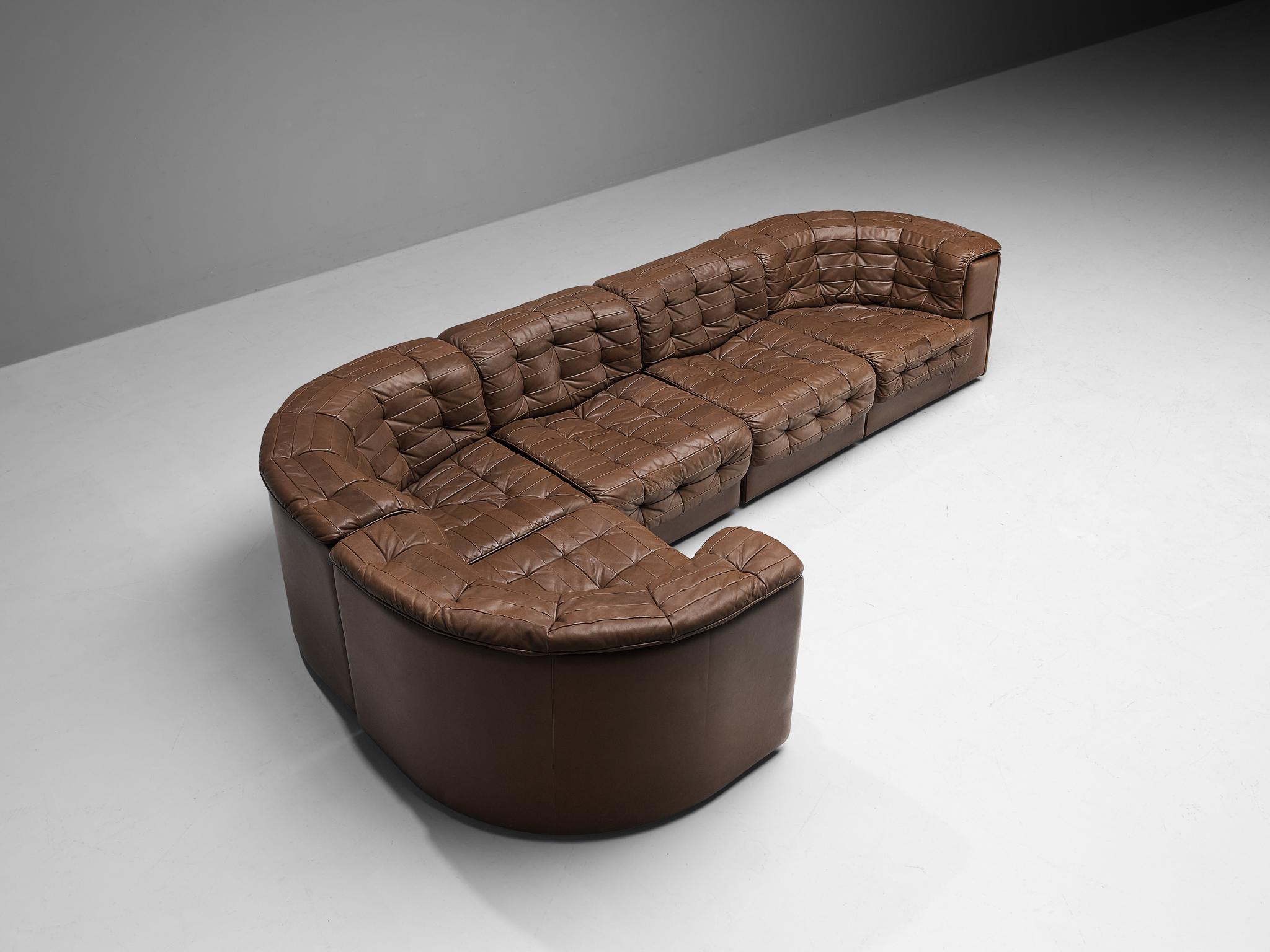 De Sede ‘DS-11’ Modular Patchwork Sofa in Brown Leather 2