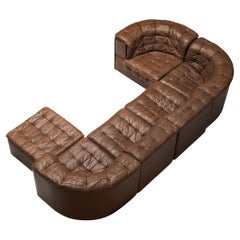 De Sede DS-11 Modulares Patchwork-Sofa aus braunem Leder