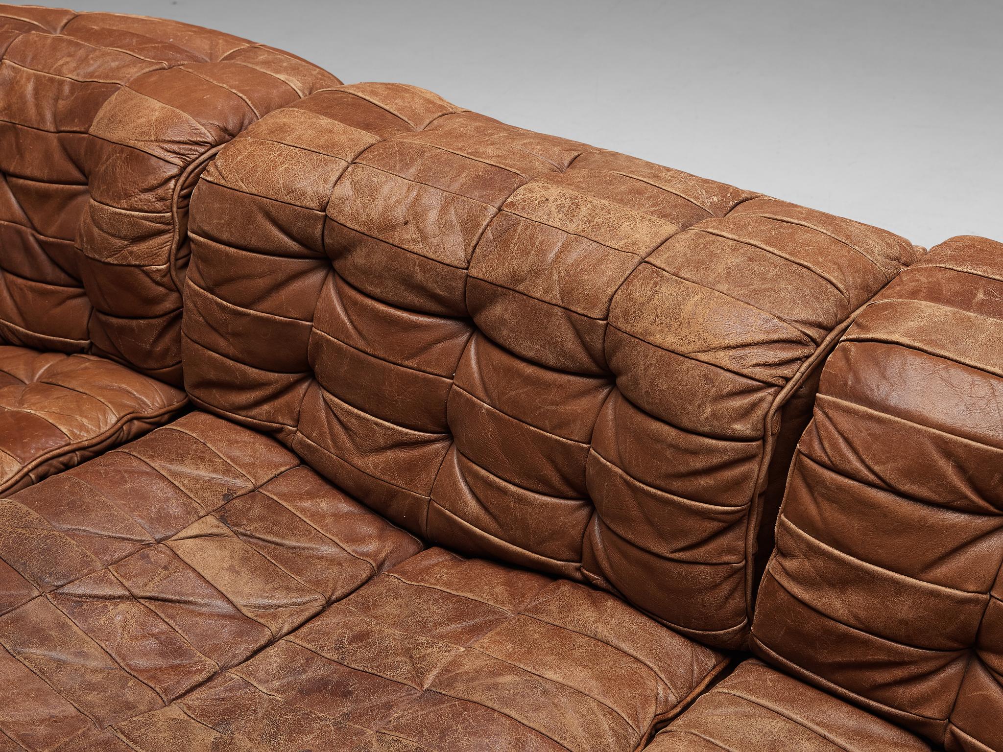 De Sede ‘DS-11’ Modular Patchwork Sofa in Cognac Leather 3