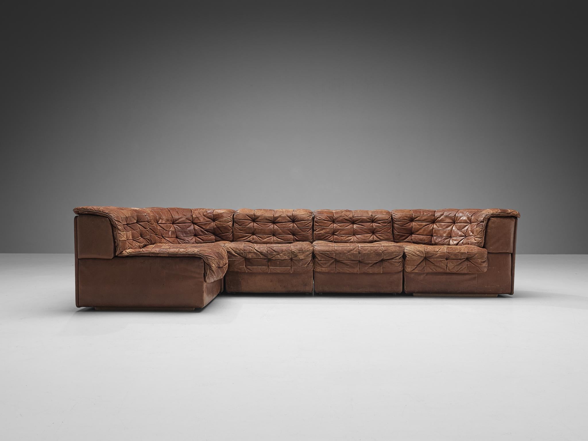 De Sede ‘DS-11’ Modular Patchwork Sofa in Cognac Leather 2