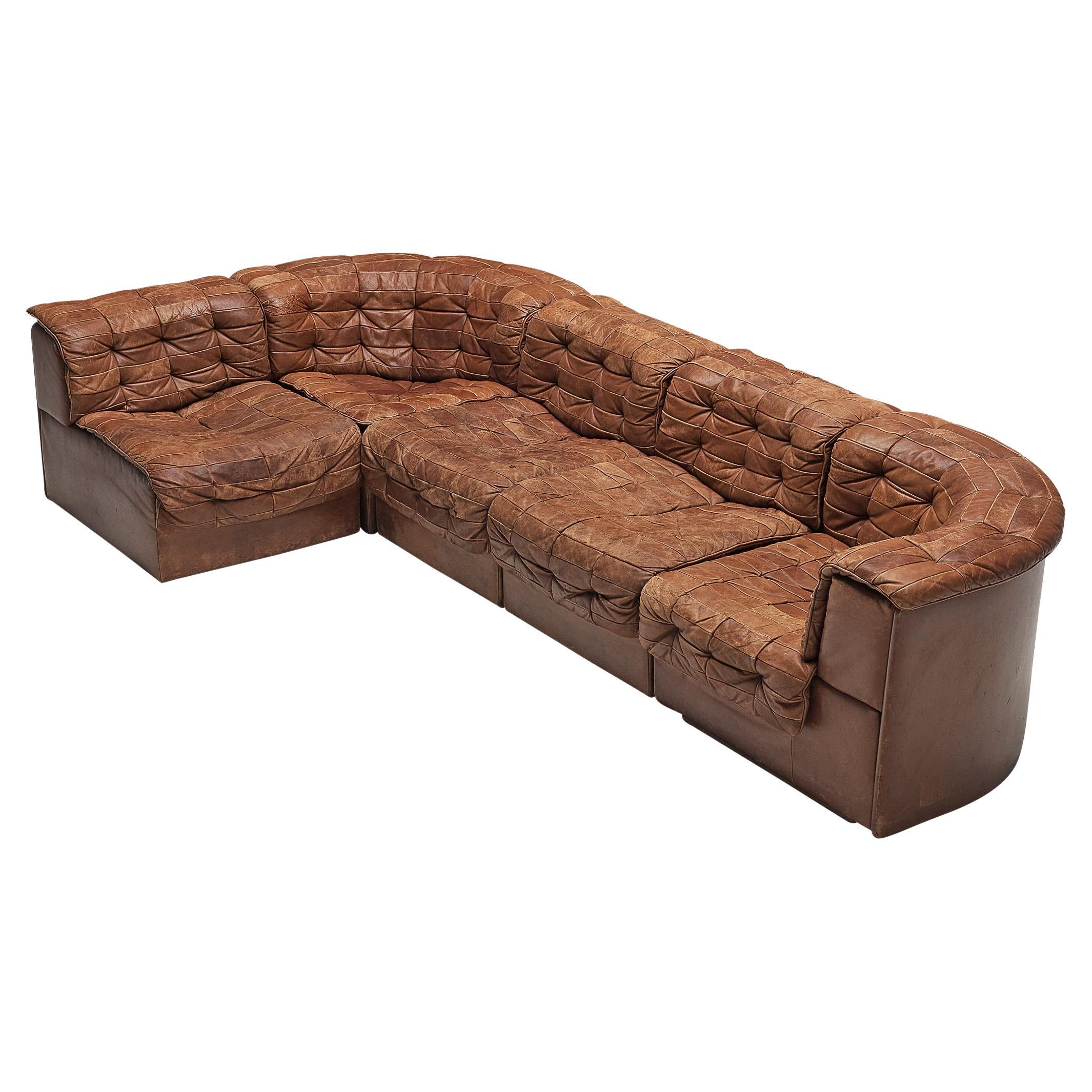 De Sede ‘DS-11’ Modular Patchwork Sofa in Cognac Leather