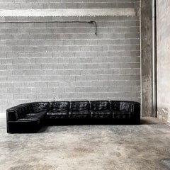 De Sede "DS 11" Modular Sofa in Black Leather, 1975