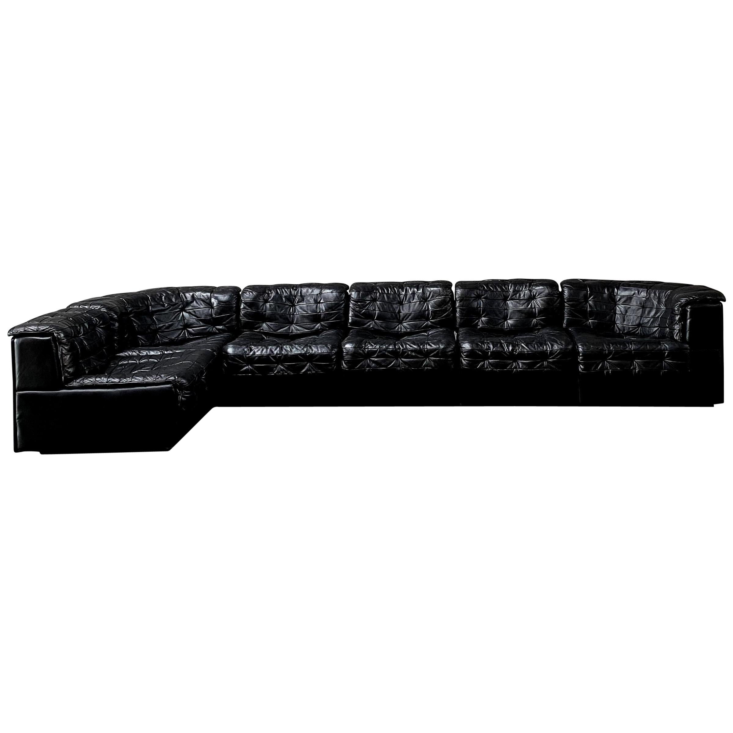 De Sede "DS 11" Modular Sofa in Black Leather, 1975