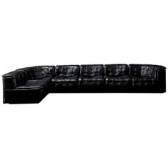 Modulares Sofa „DS 11“ von De Sede aus schwarzem Leder, 1975
