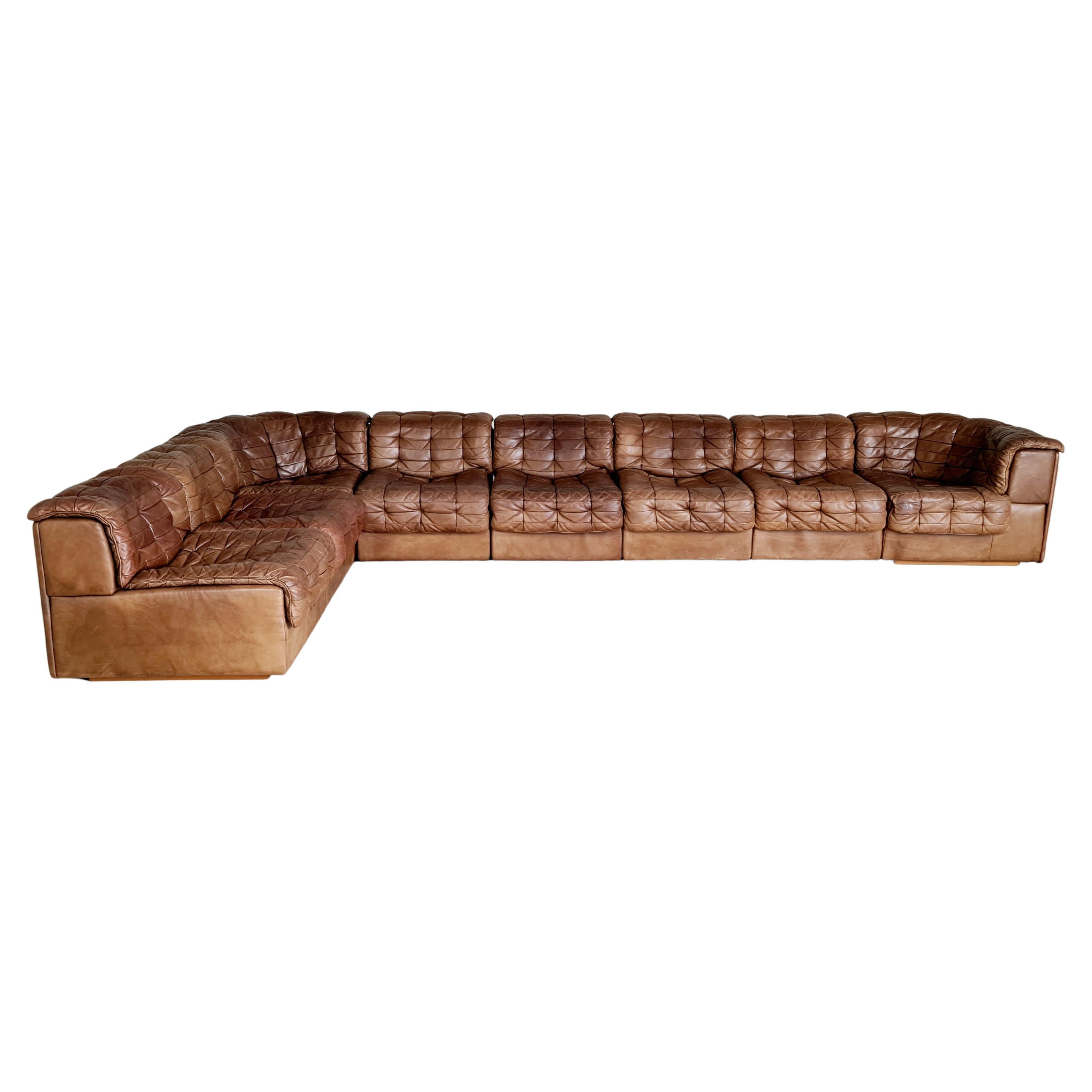 De Sede DS 11 Modular Sofa in Light Brown Leather, 1970s