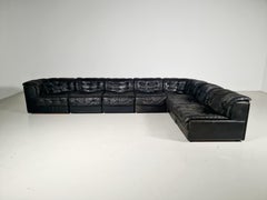 De Sede DS 11 Modular Sofa in original black Leather, 1970s