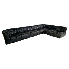 De Sede DS 11 Modular Sofa in original black Leather, 1970s