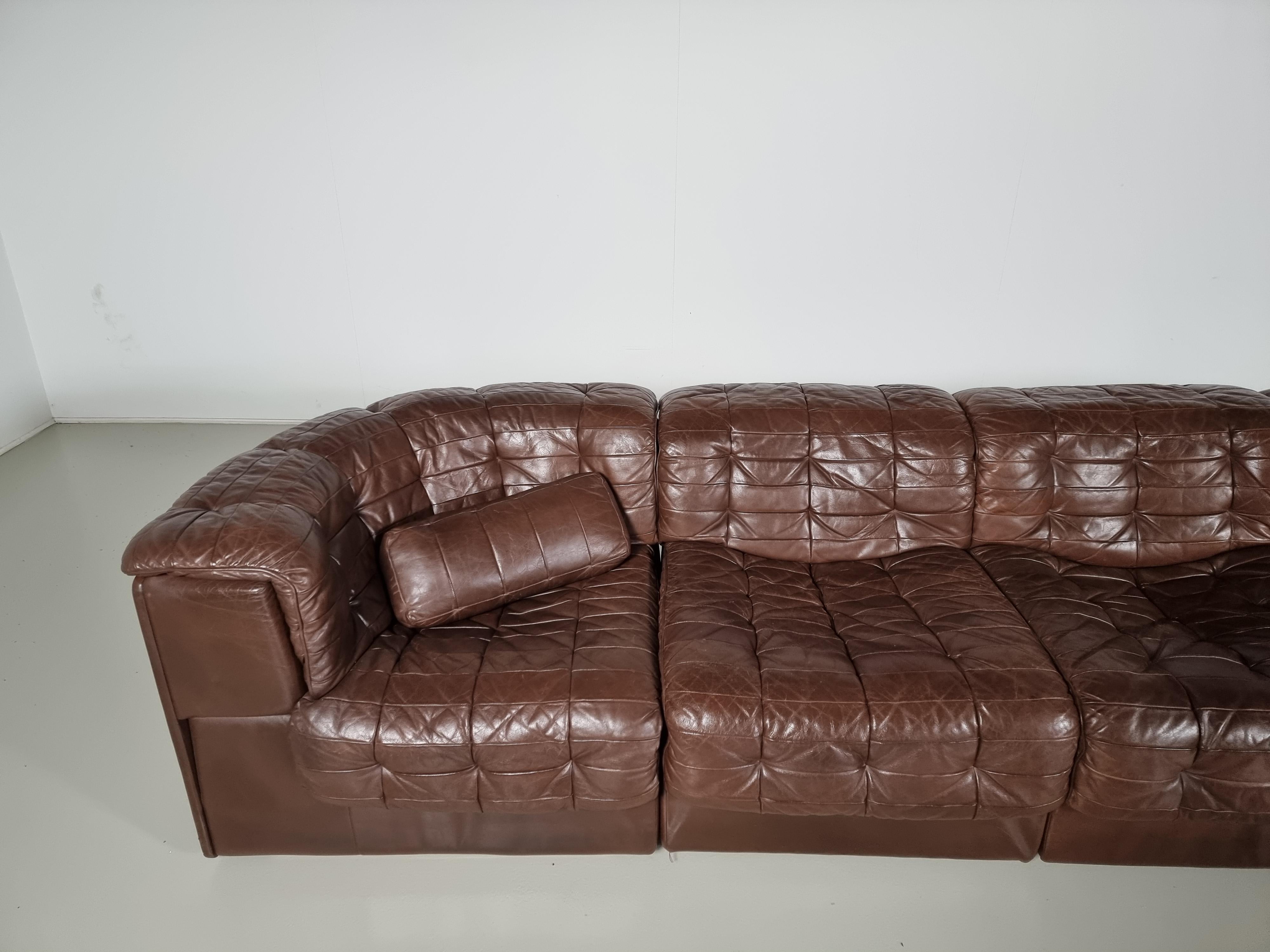 De Sede DS 11 Modular Sofa in Original Brown Leather, 1970s 3