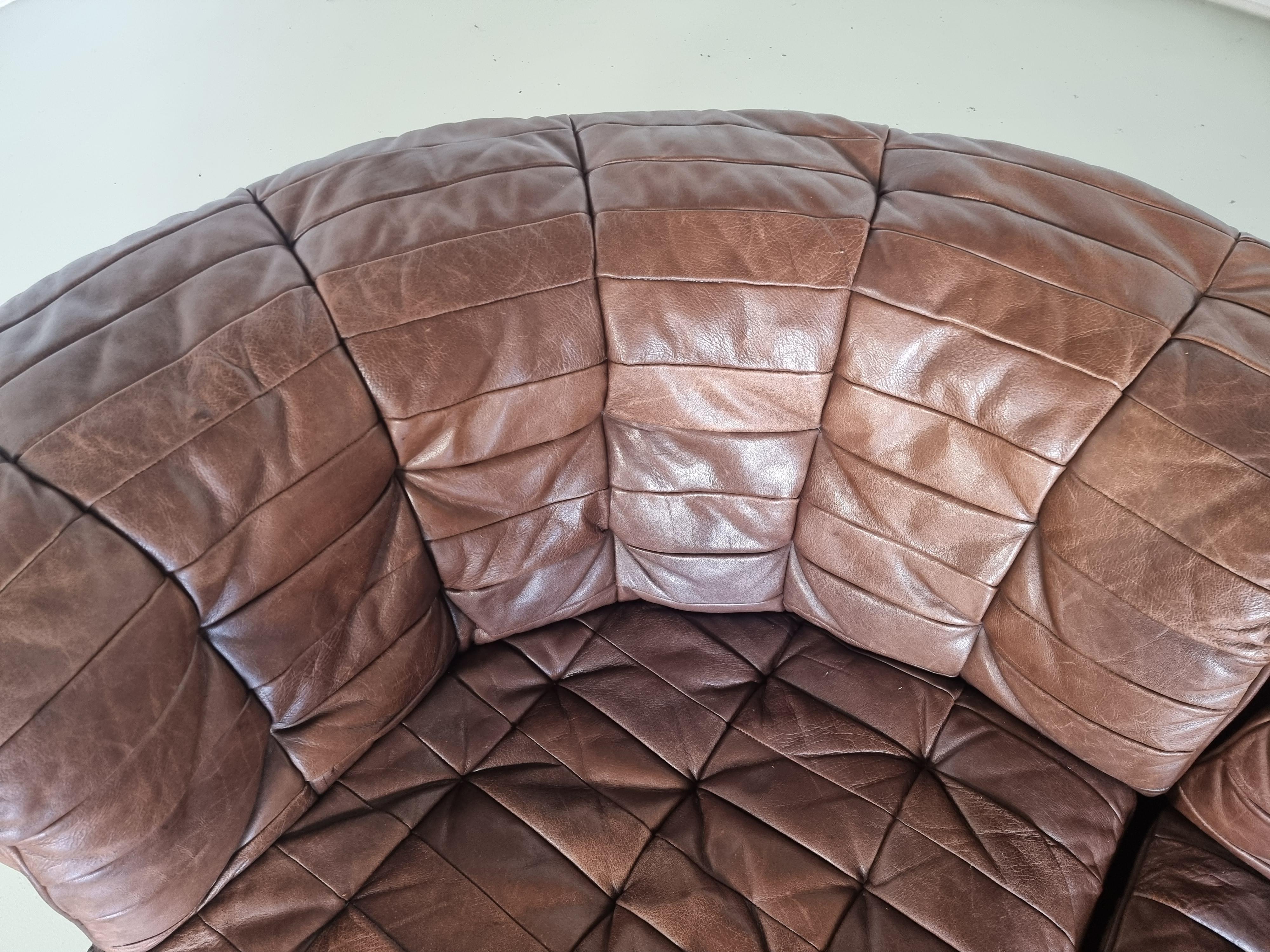De Sede DS 11 Modular Sofa in Original brown Leather, 1970s 4
