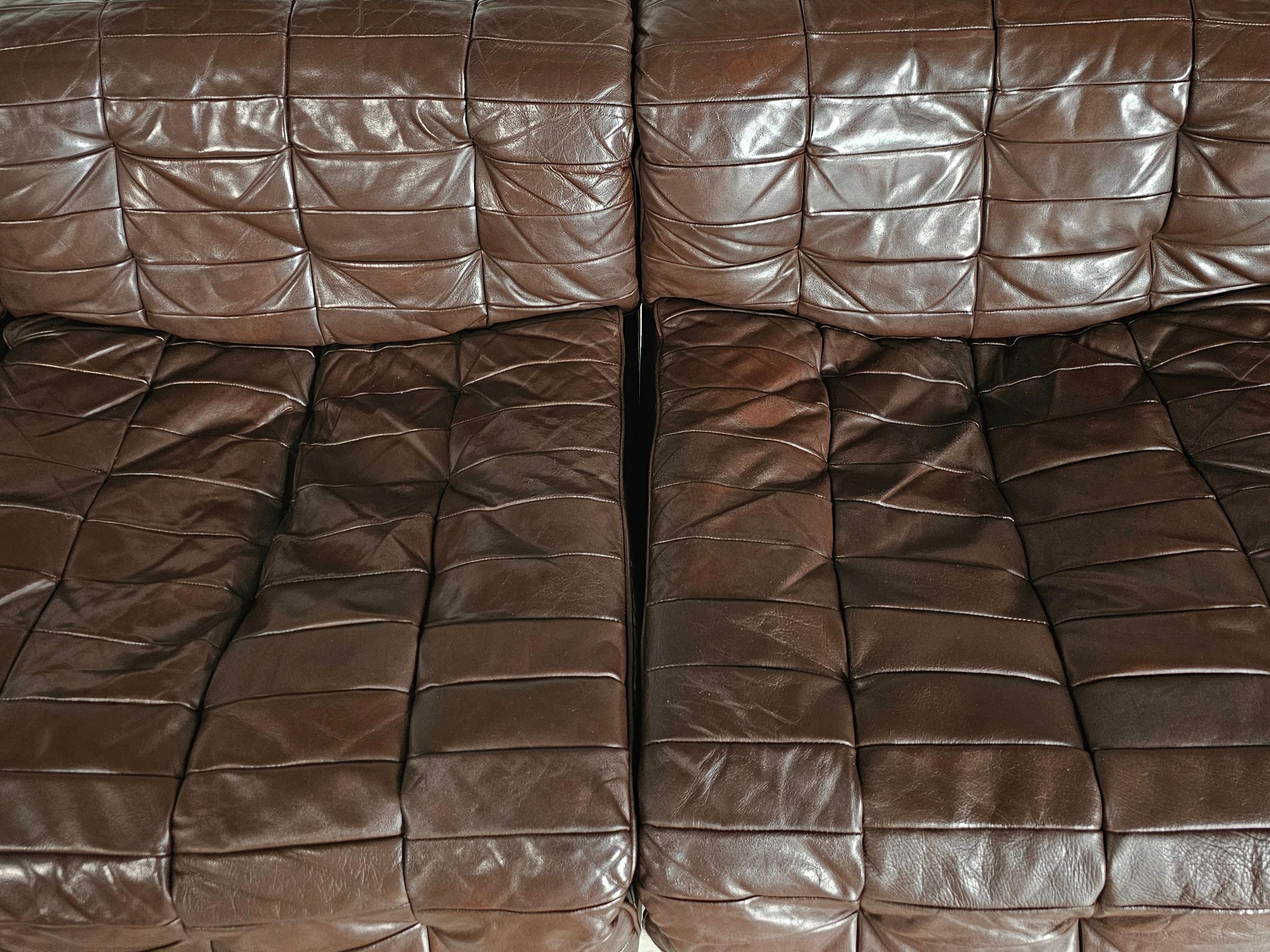 De Sede DS 11 Modular Sofa in Original brown Leather, 1970s 5