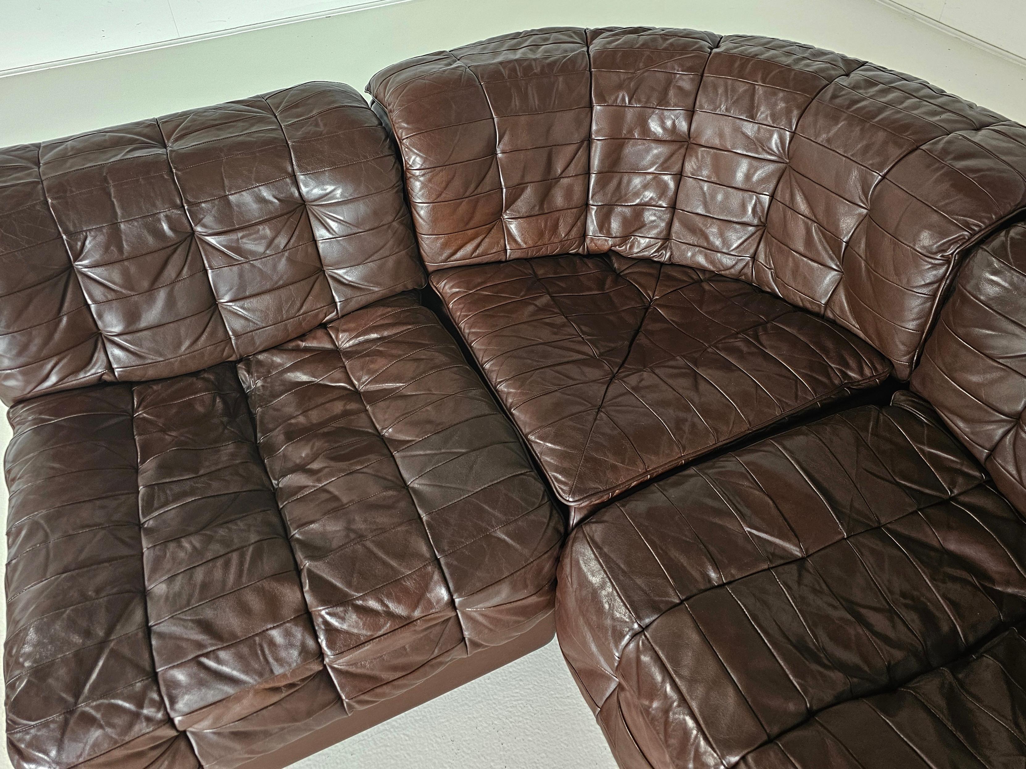 De Sede DS 11 Modular Sofa in Original brown Leather, 1970s 6