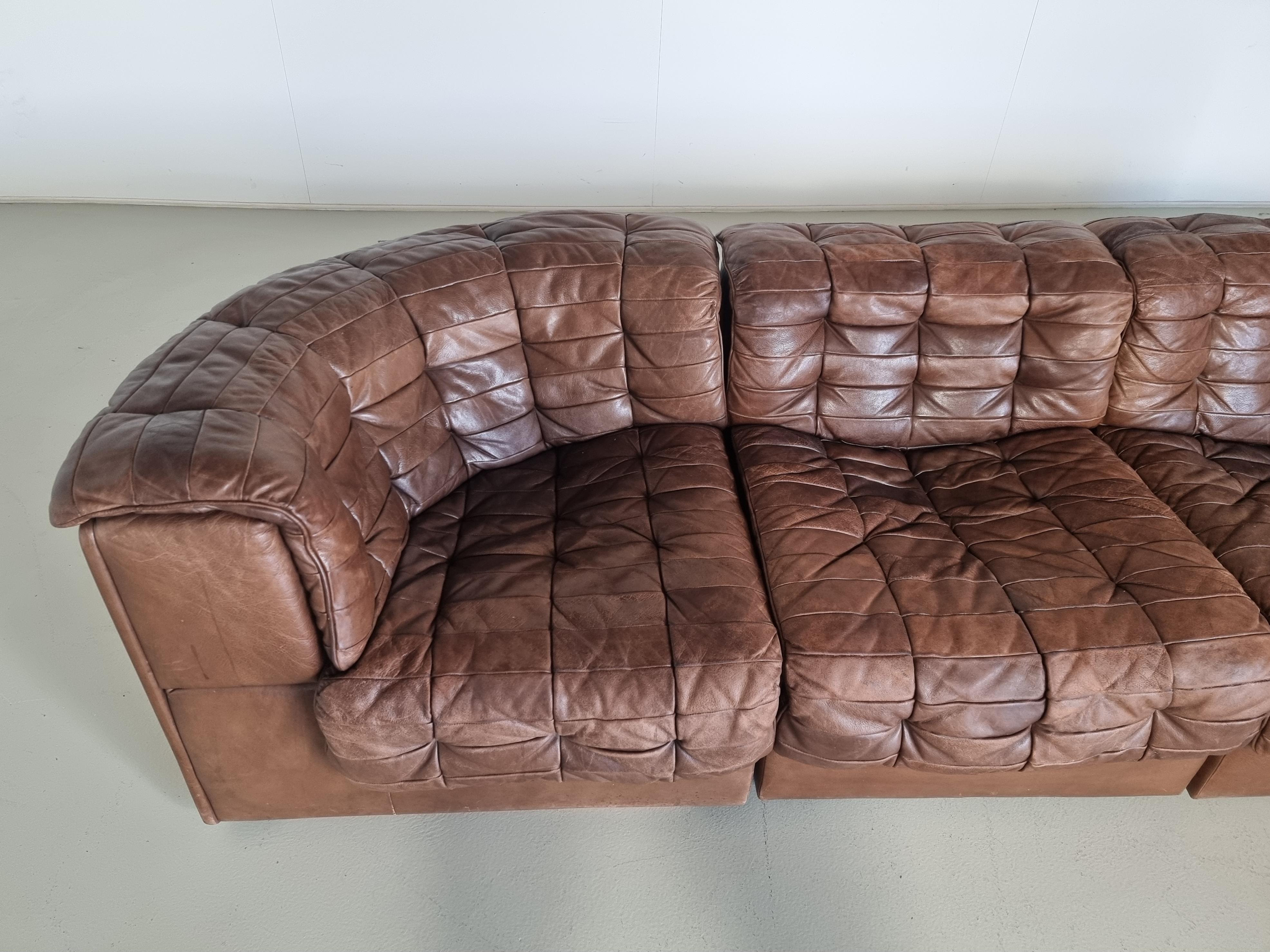 De Sede DS 11 Modular Sofa in Original brown Leather, 1970s 7