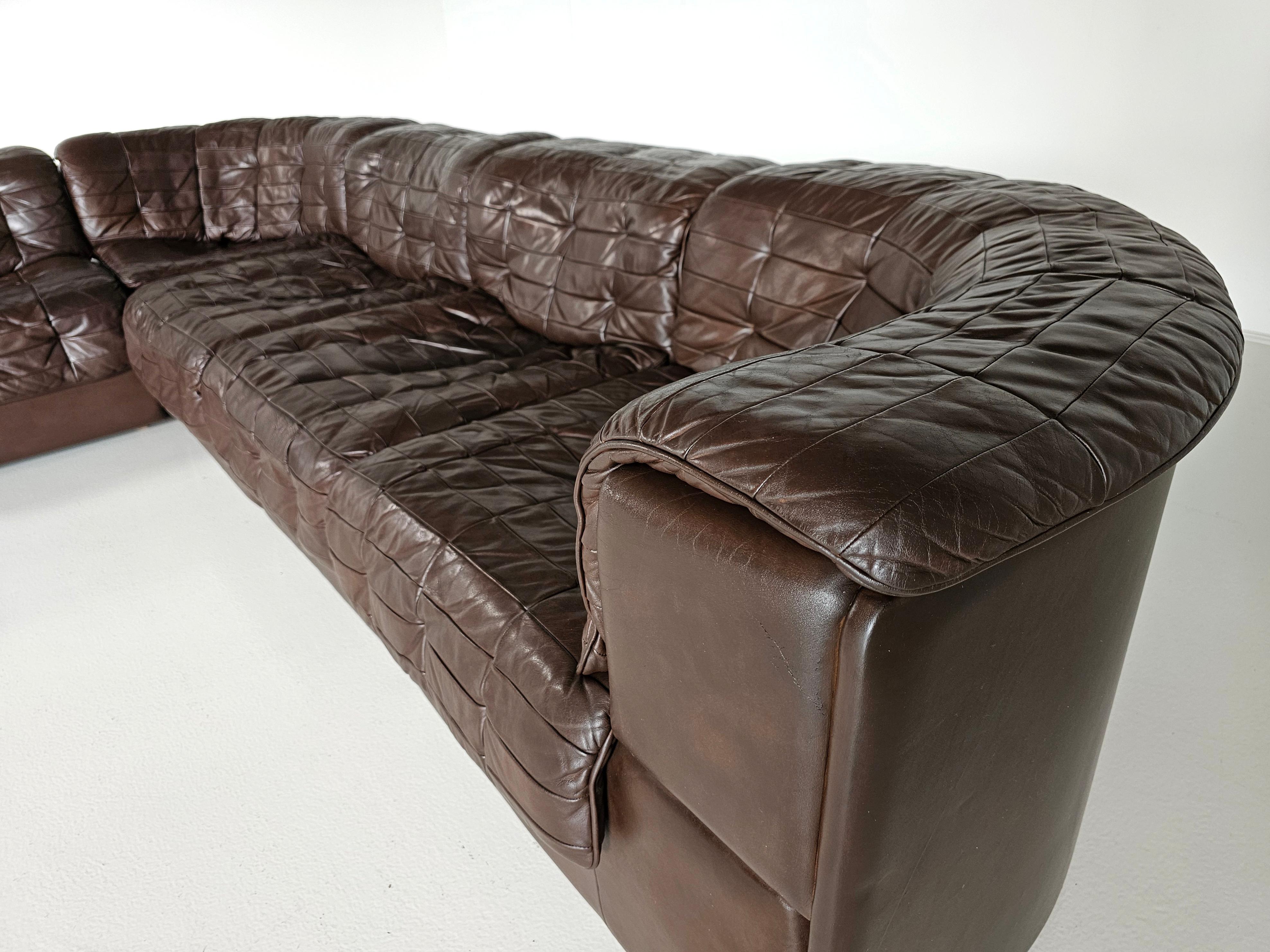De Sede DS 11 Modular Sofa in Original brown Leather, 1970s 7