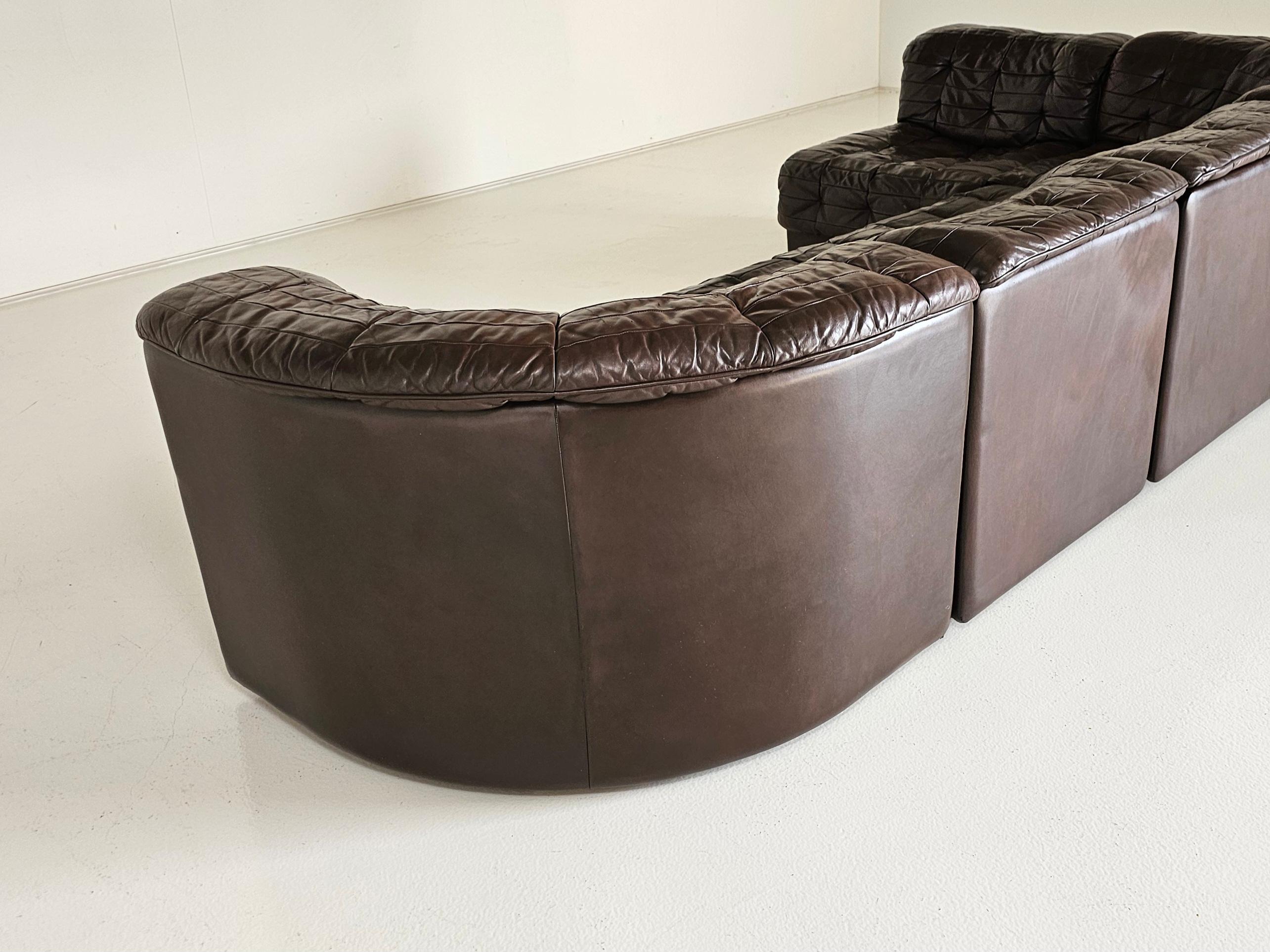 De Sede DS 11 Modular Sofa in Original brown Leather, 1970s 9