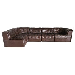 De Sede DS 11 Modular Sofa in Original brown Leather, 1970s