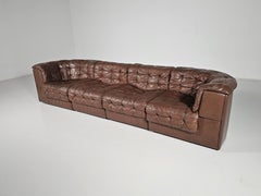 De Sede DS-11 Modular Sofa in Original Brown Leather, 1970s