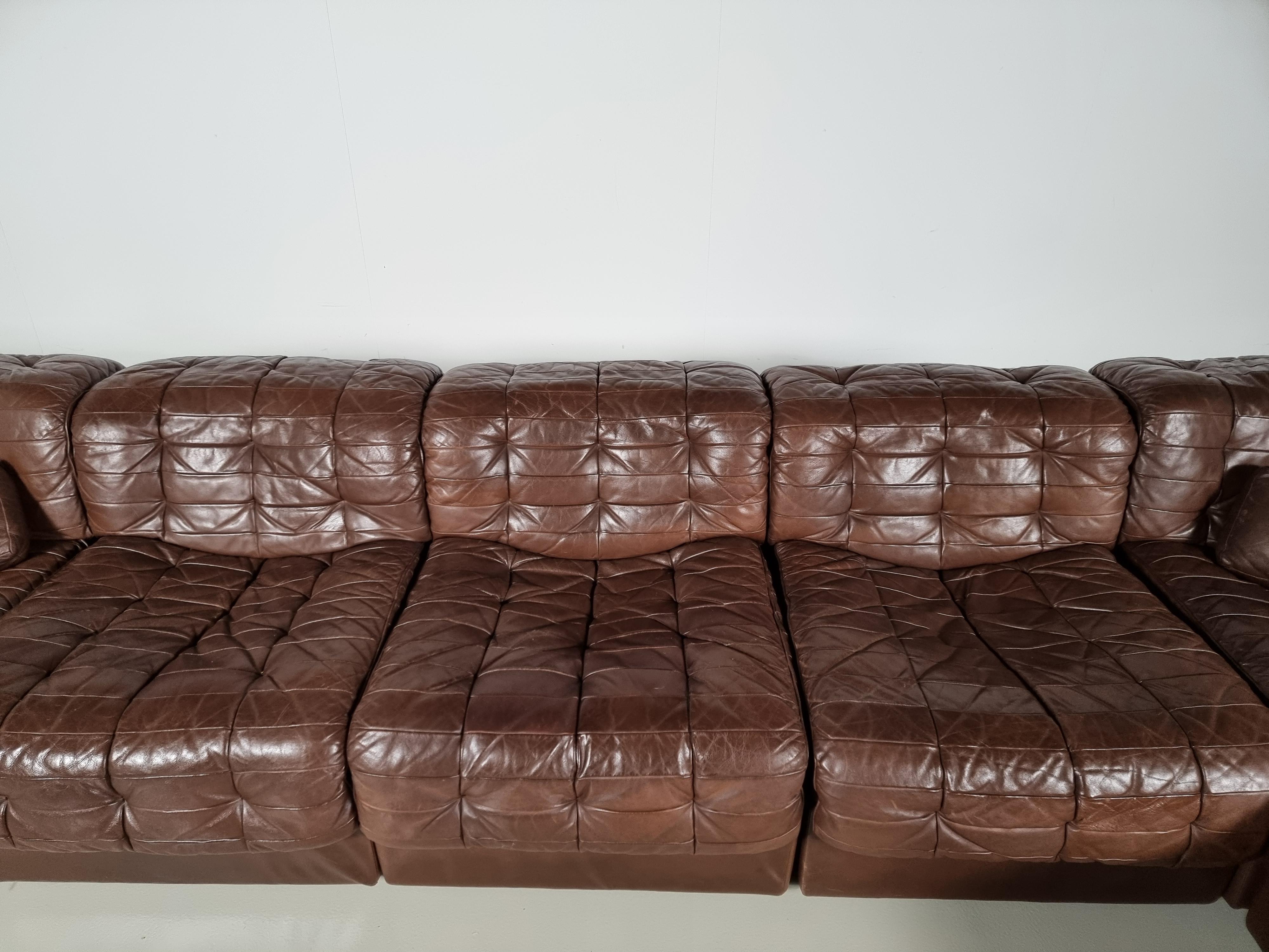 De Sede DS 11 Modular Sofa in Original Brown Leather, 1970s 2