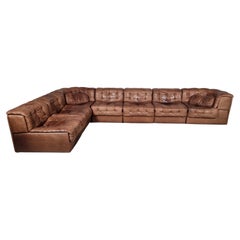 Modulares Sofa DS 11 von De Sede aus braunem Original-Leder, 1970er Jahre